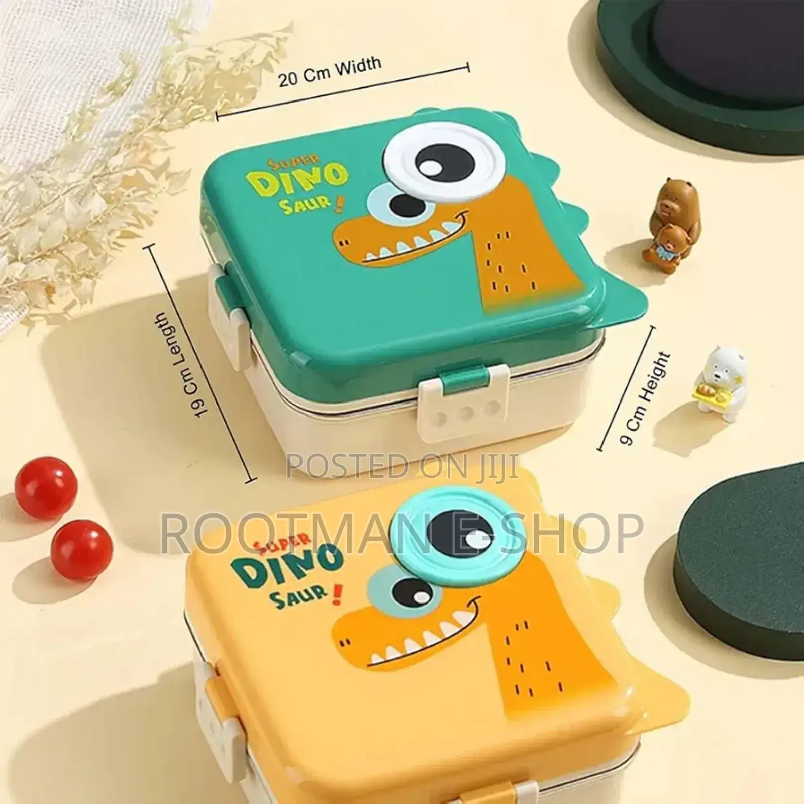 Dinosaur Cartoon Double Layer Microwaveable Bento Box Child Students