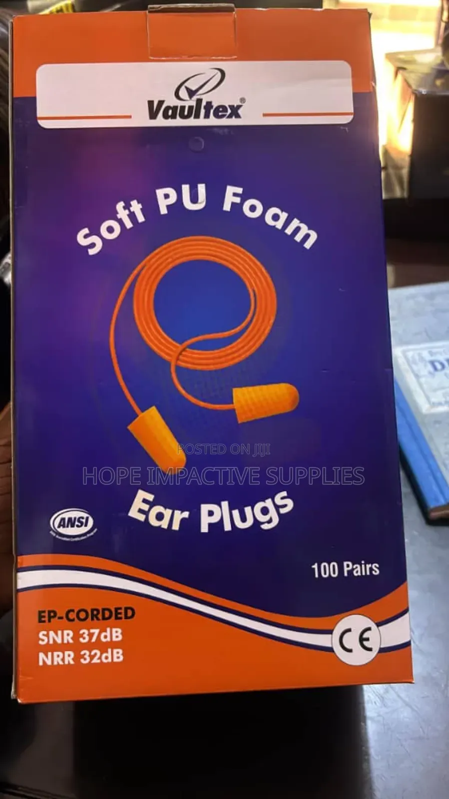 Vaultex Safety Ear Plugs / Earplugs, Foam.