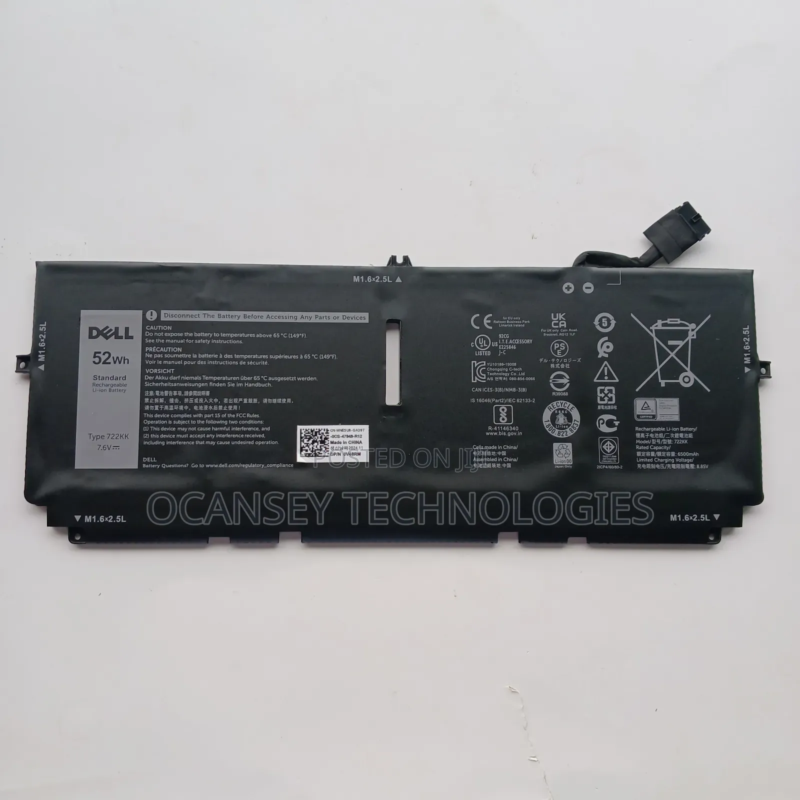 Original Dell 722kk Battery for Dell XPS 13 9300 XPS 13 9310