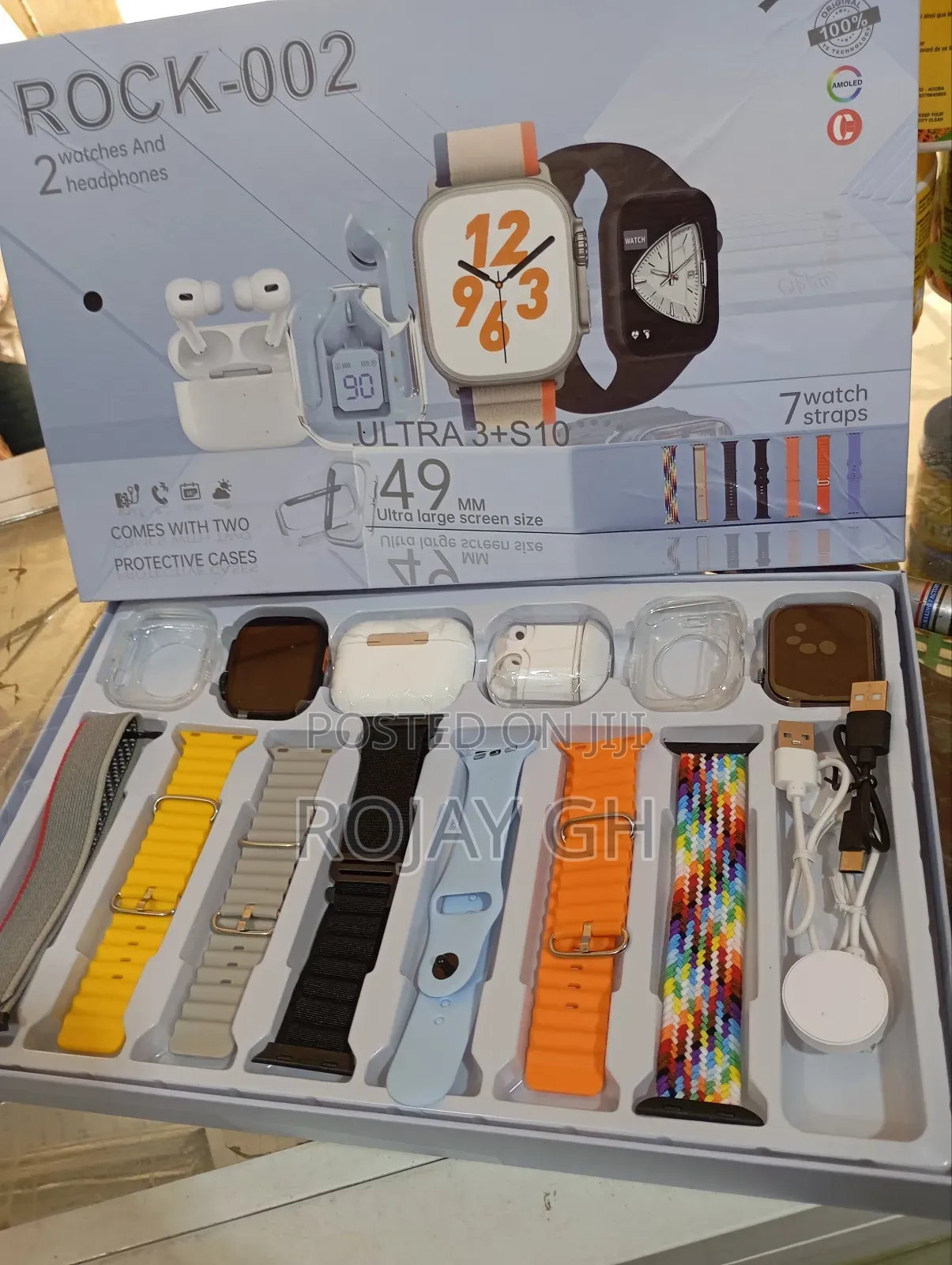 Rock-002 Smartwatch Combo for Couples, 2 Smart Watches, 2 Airpods