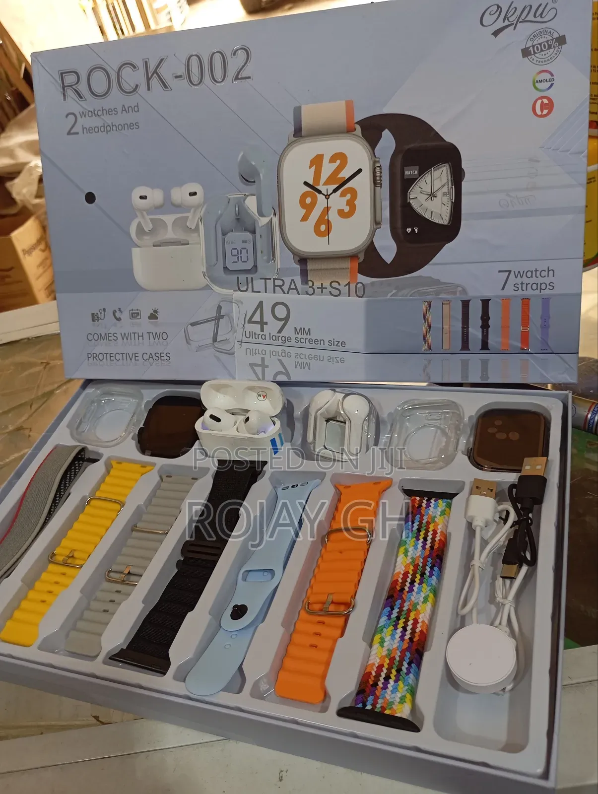 Rock-002 Smartwatch Combo for Couples, 2 Smart Watches, 2 Airpods