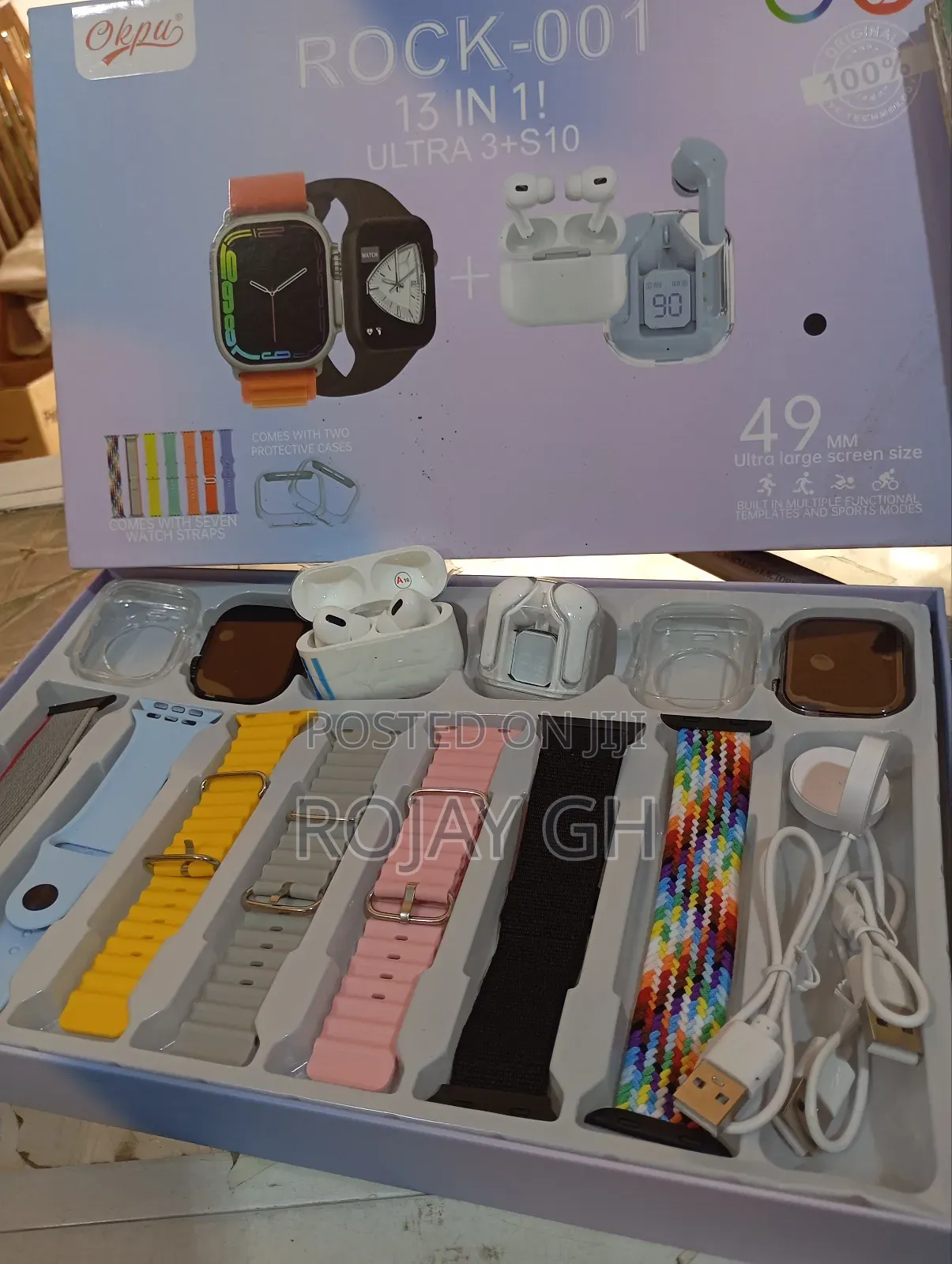 Rock-001 Smart Watch Combo for Couples With 2 Smart Watches, 2 Airpods