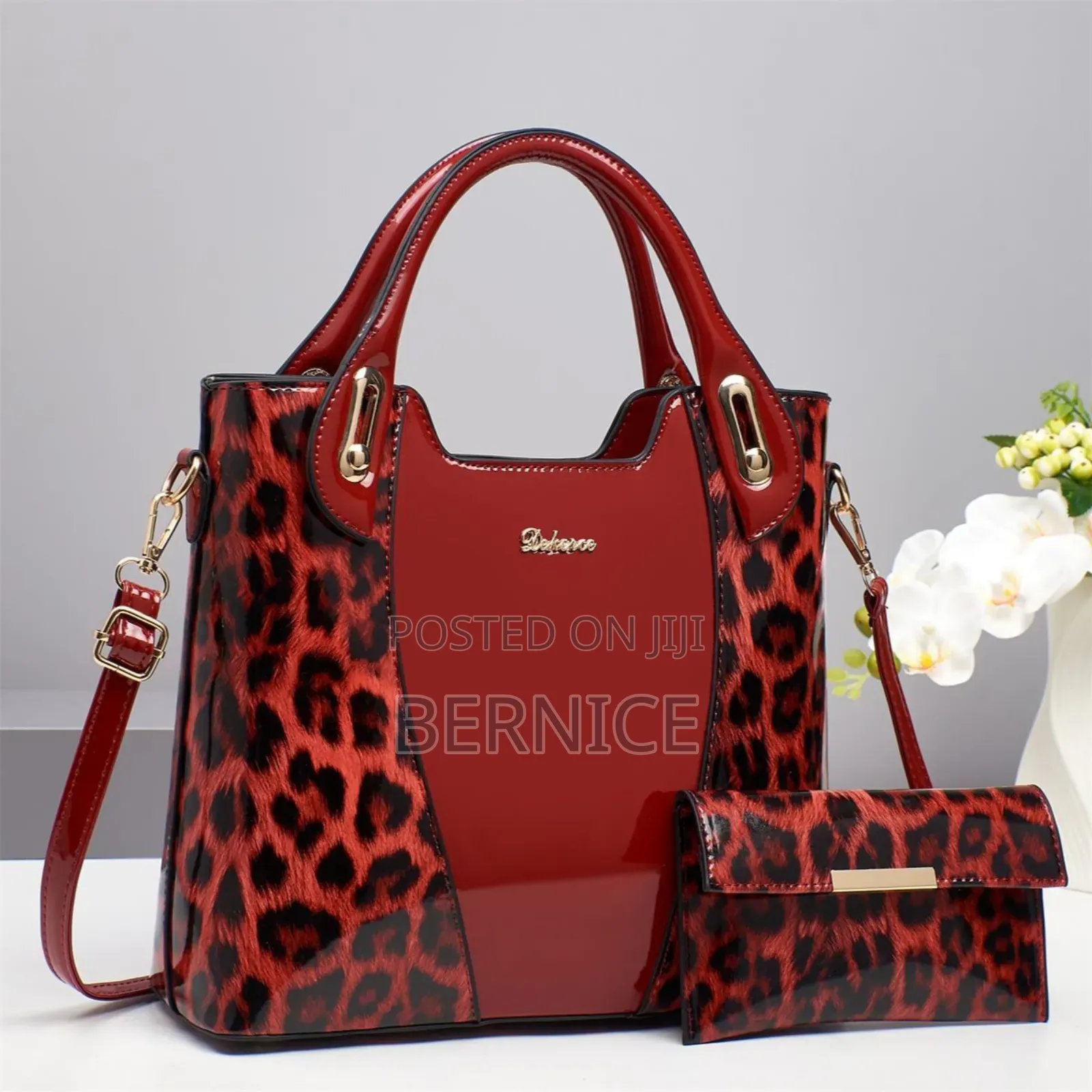 Stylish Leopard Print Handbag With Matching Wallet