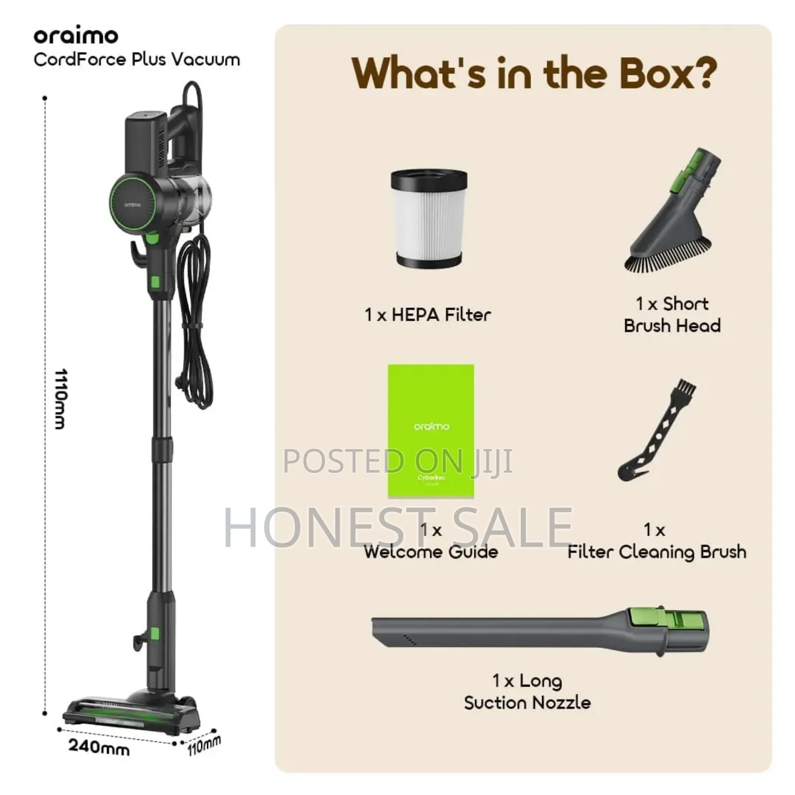 Oraimo Cordforce Plus Corded Stick Vacuum 500w Motor