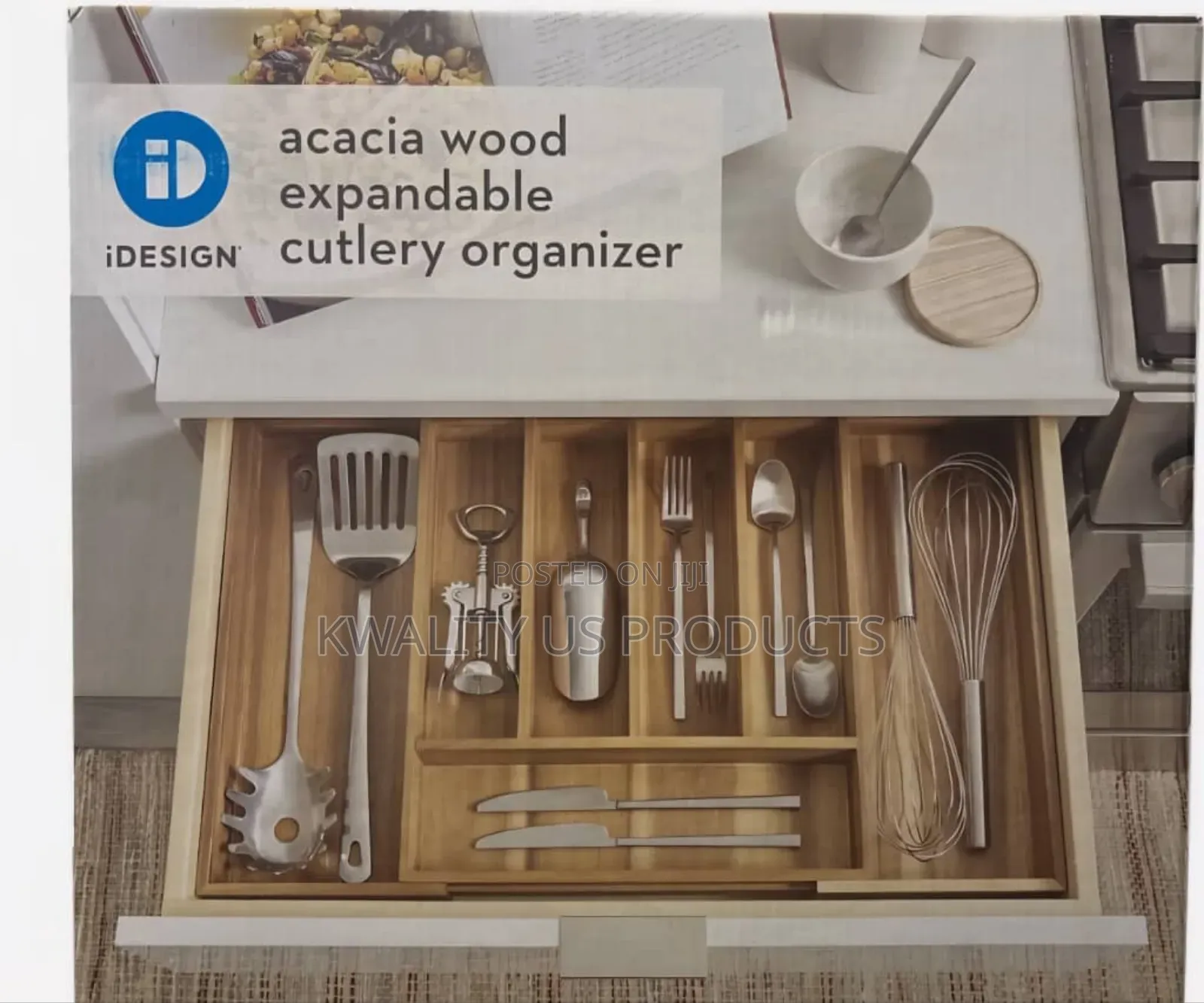 Acacia Wood Cutlery Organizer