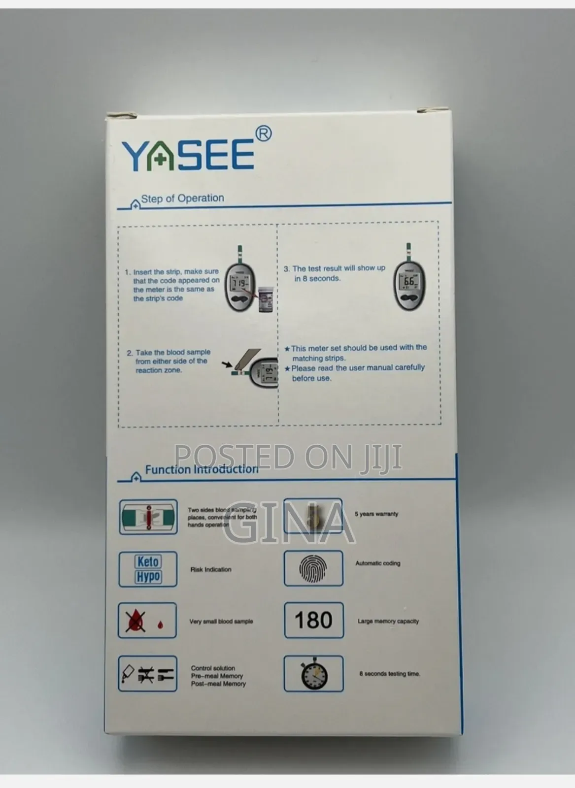 Yasee Blood Glucose Test Strips With Machine And Lancet.