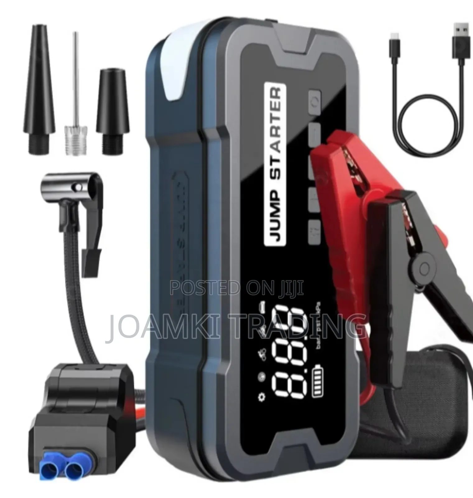 Car Jump Starter With Tyre Inflator, 4000a Peak Current, 24,000mah
