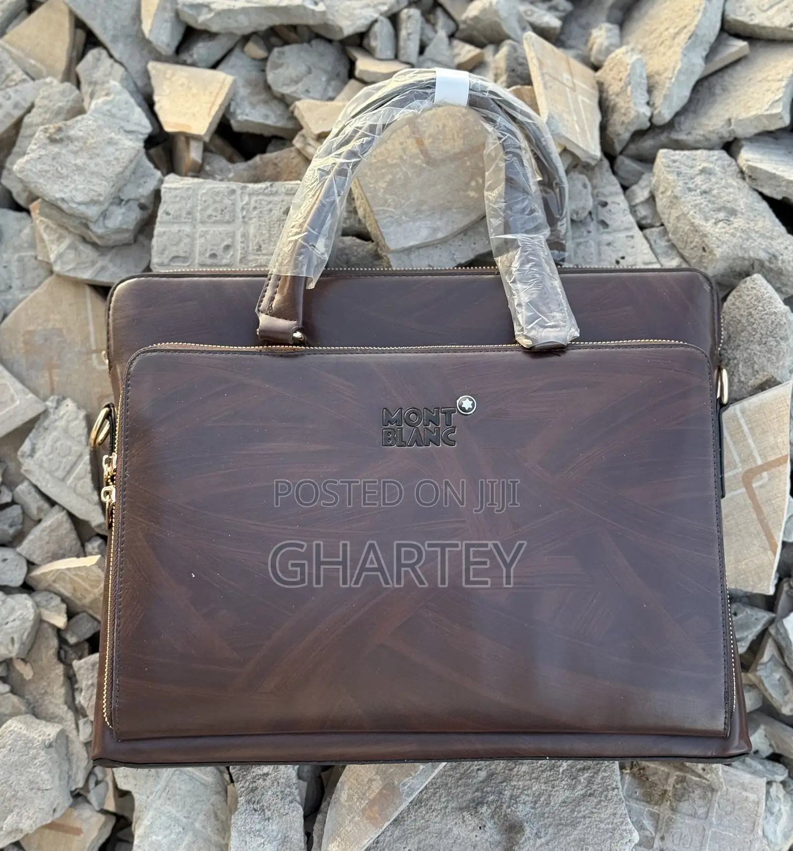 Montblanc Classic Brown Leather Luxury Briefcase for Professionals.