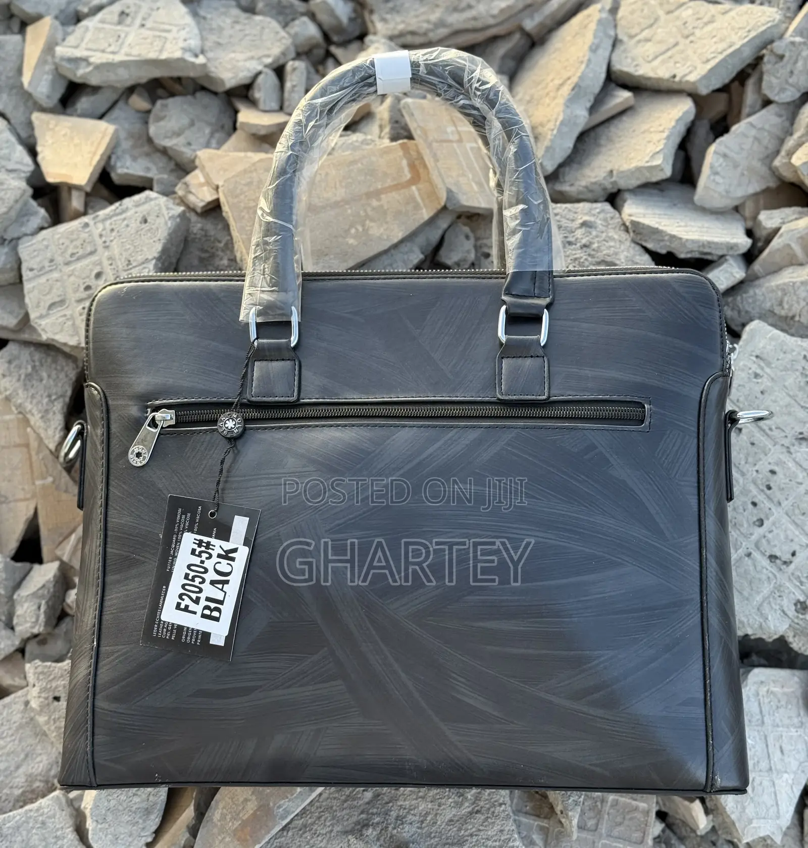Montblanc Luxury Bold Men Leather Briefcase - All Black