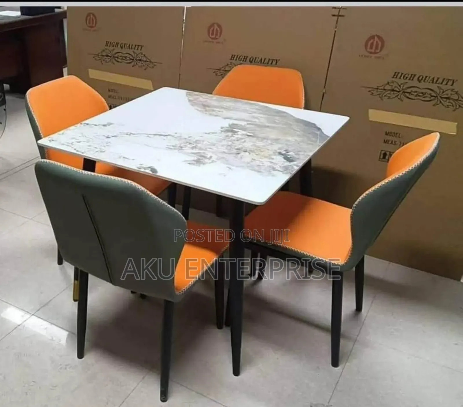 Dinning Table With 4 Chairs Black White Grey