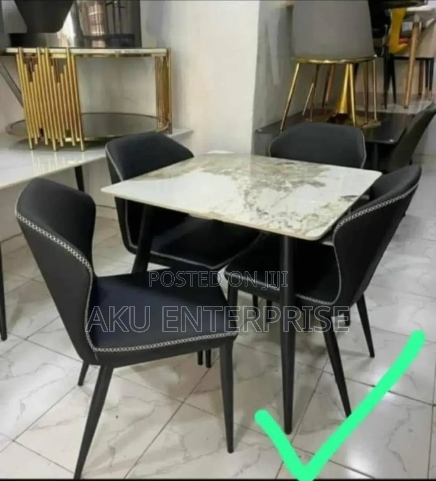 Dinning Table With 4 Chairs Black White Grey