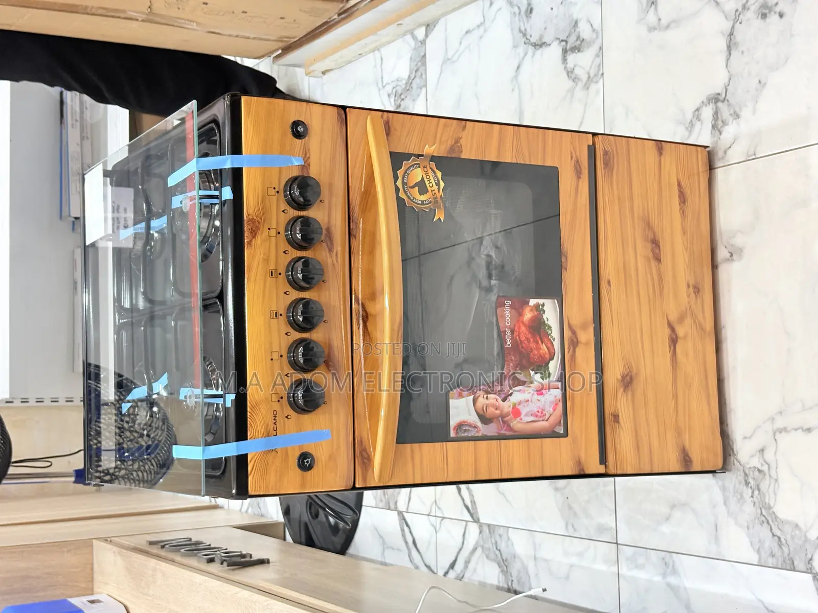 Auto Ignition 4 Burner Light Wooden Volcano Gas Cooker