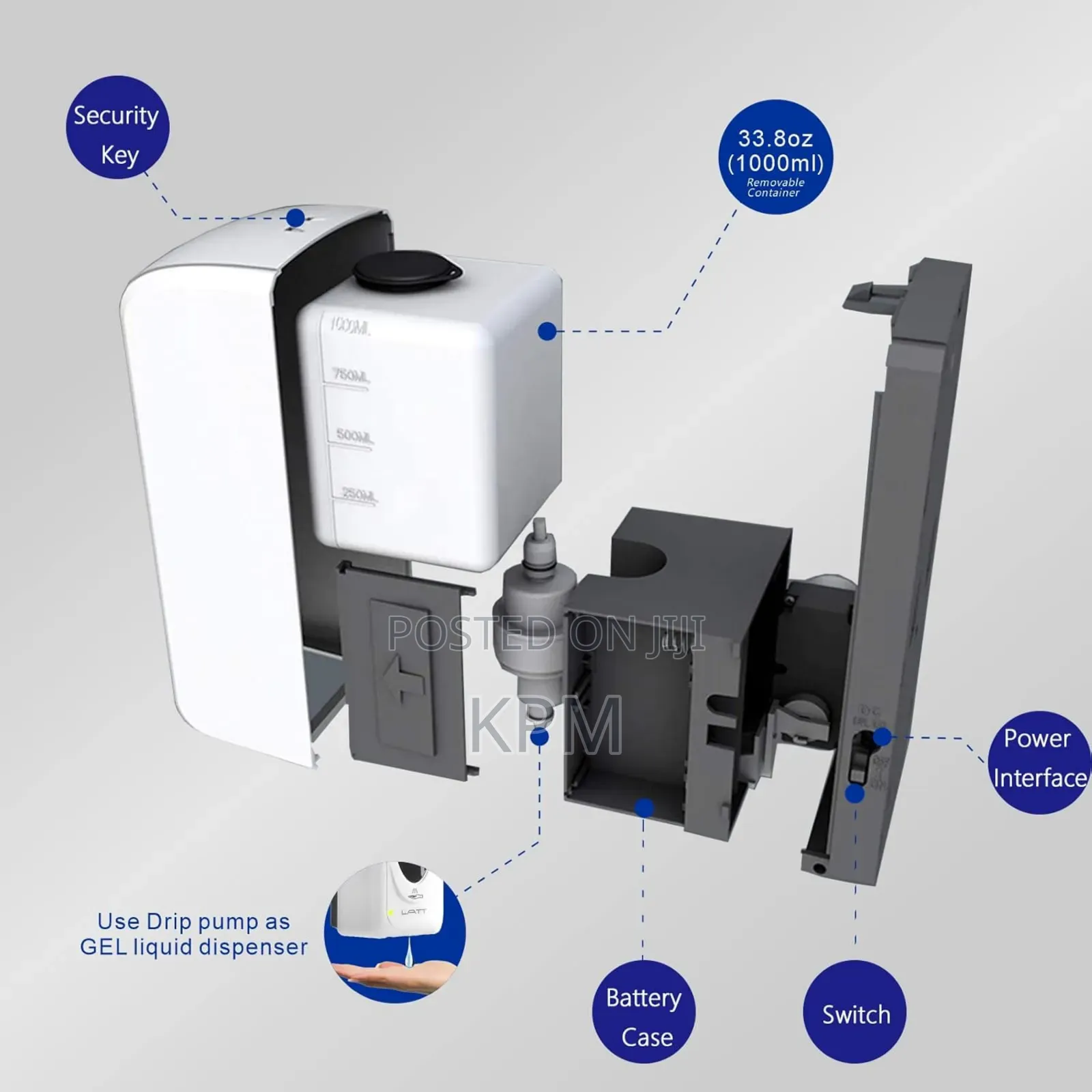Large Capacity Battery Powered Touchless Automatic Soap Dispenser