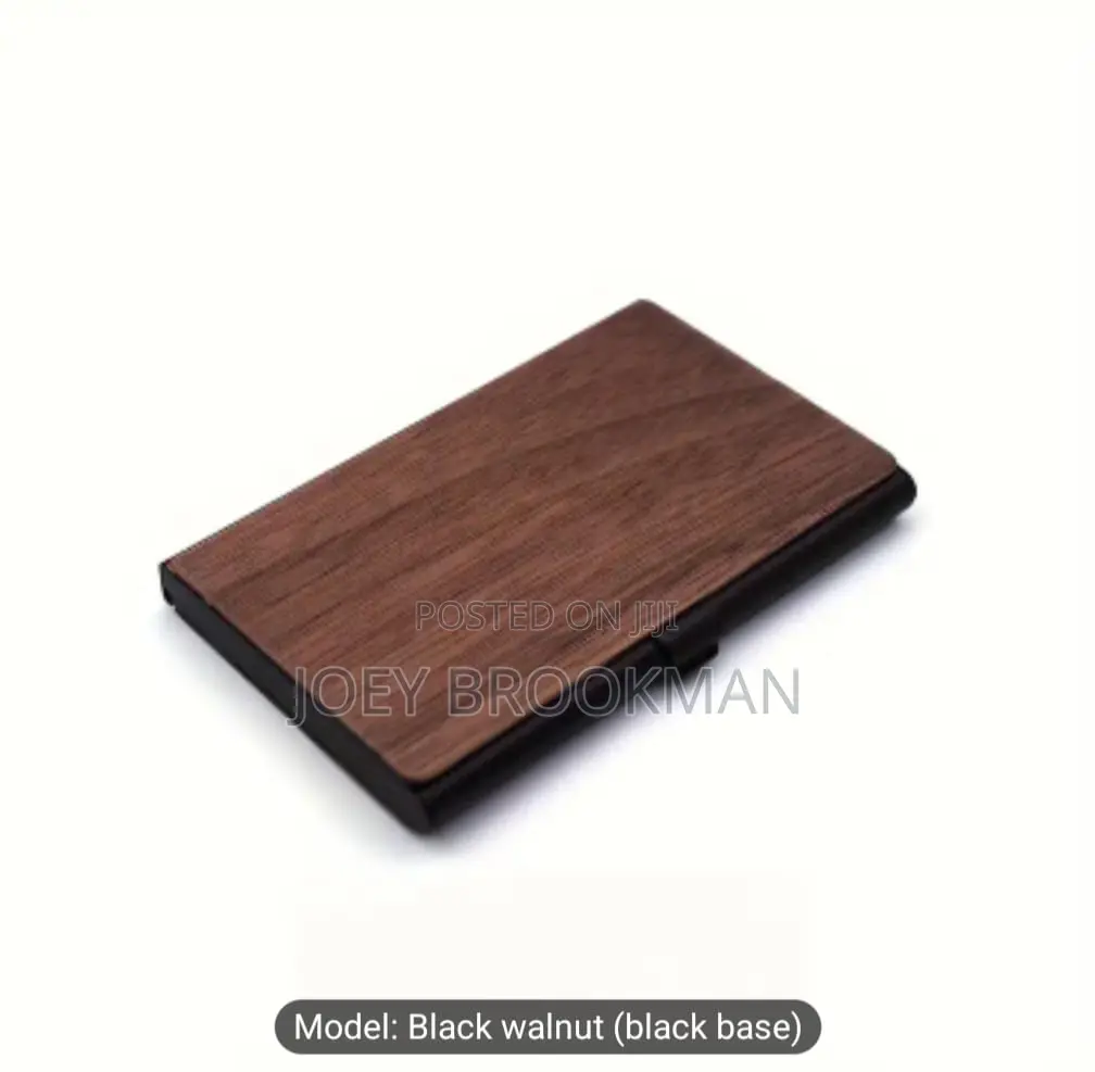 Solid Black Walnut Flip-Top Business Card Holder