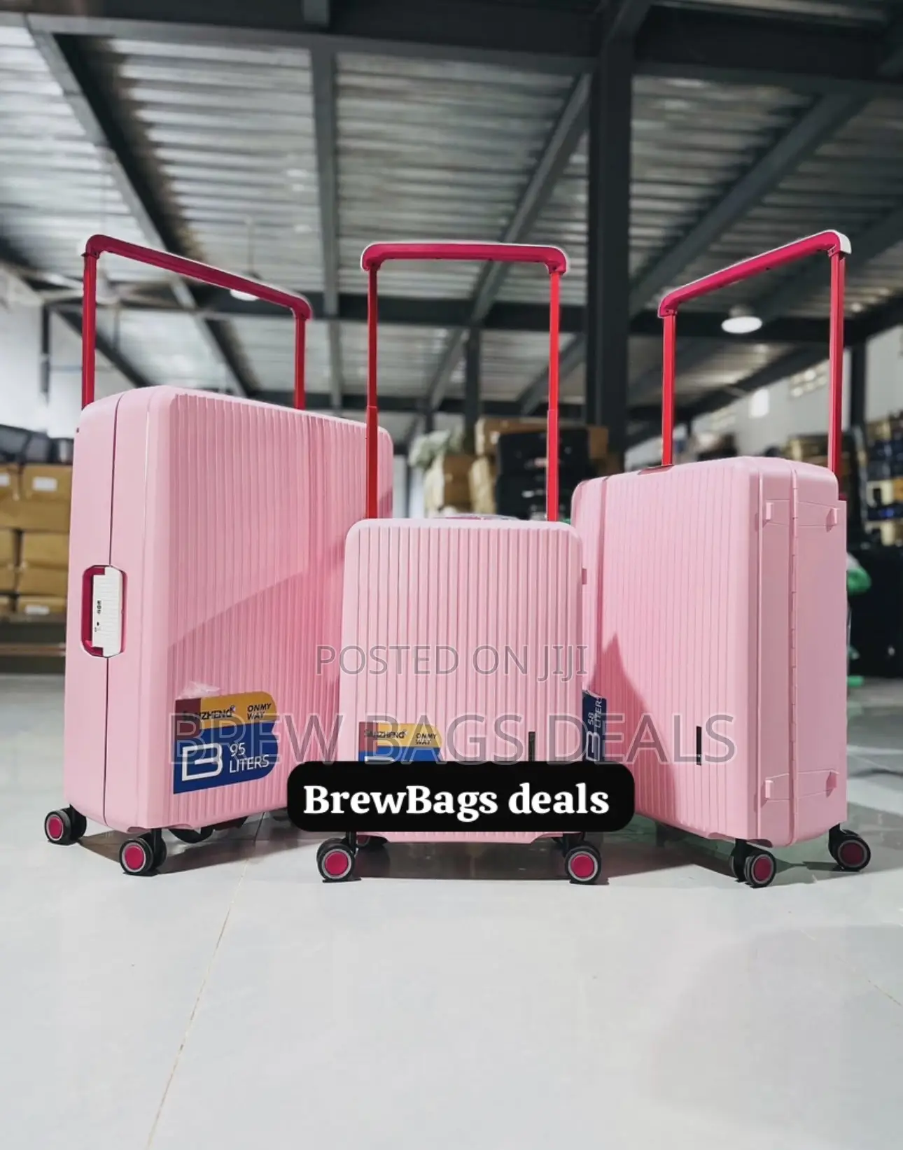 Original Baby Pink 4set Travelers Choice Zipless Traveling Bag