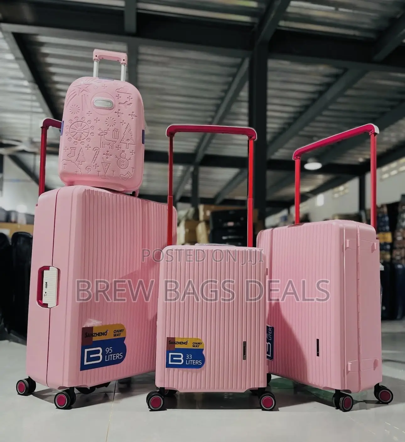 Original Baby Pink 4set Travelers Choice Zipless Traveling Bag