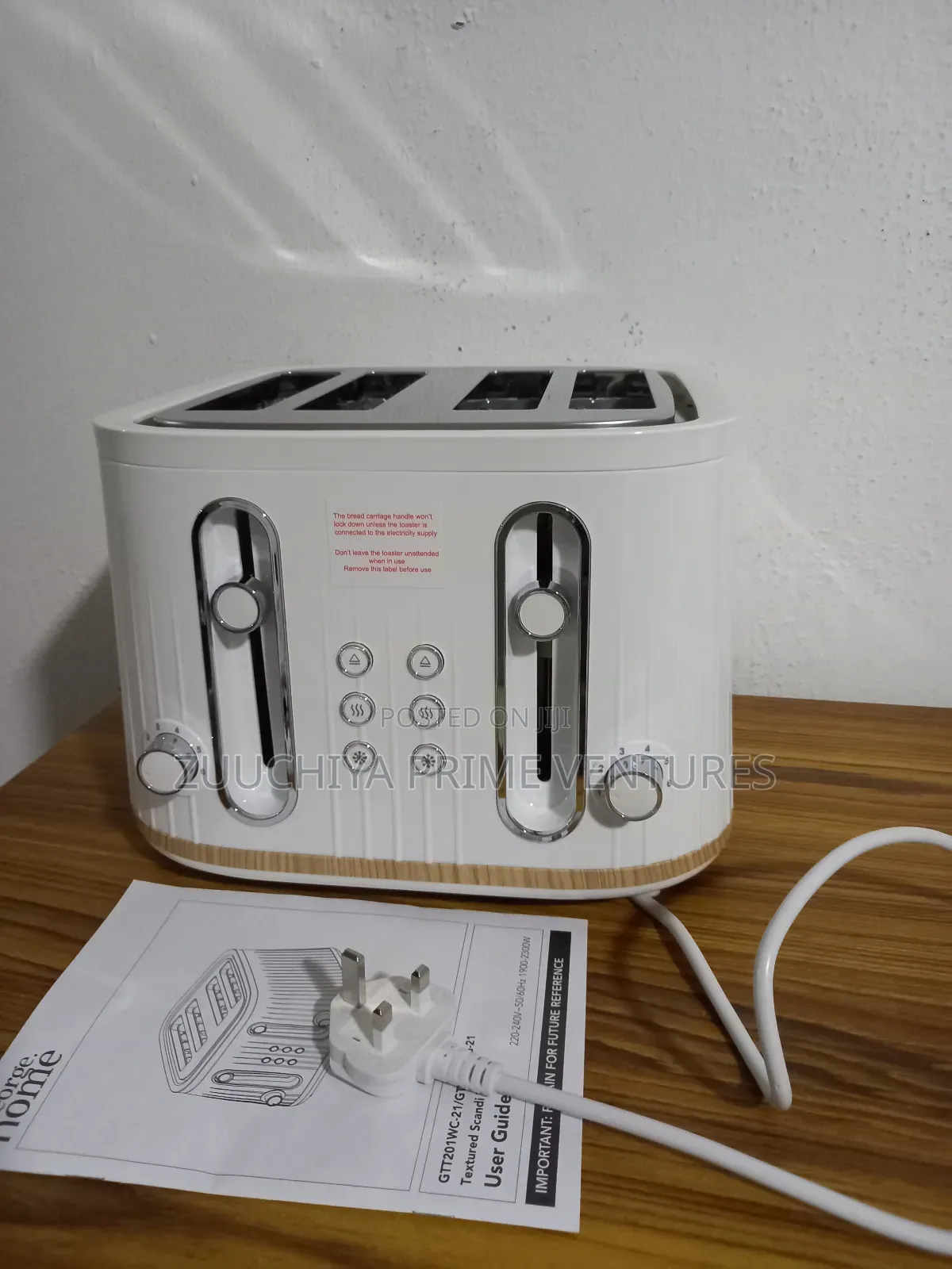 Toaster 4 Portion George Home Cream Wood..... From Uk 🇬🇧