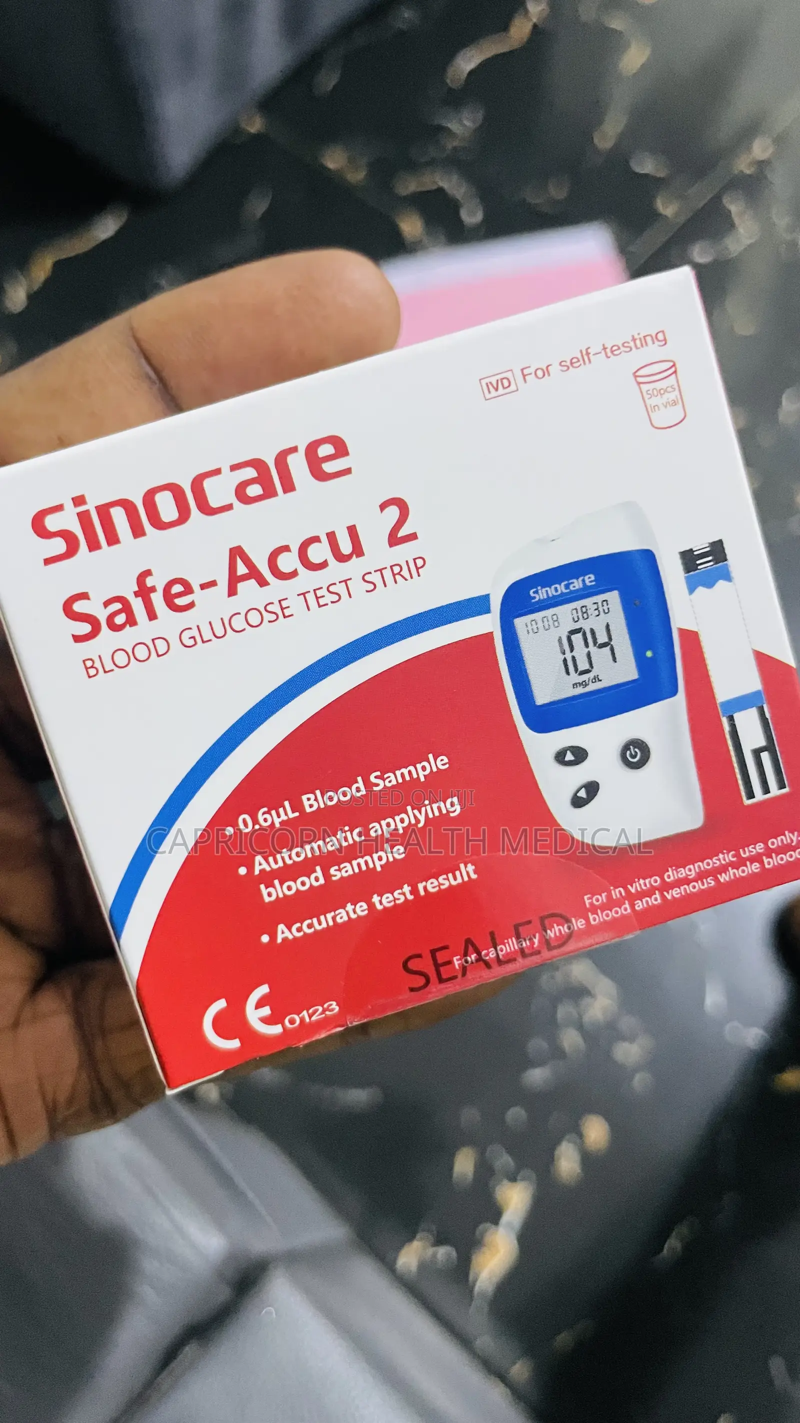 Sinocare Glucometer With 50 Strips/Needle (Blood Sugar Monitor)