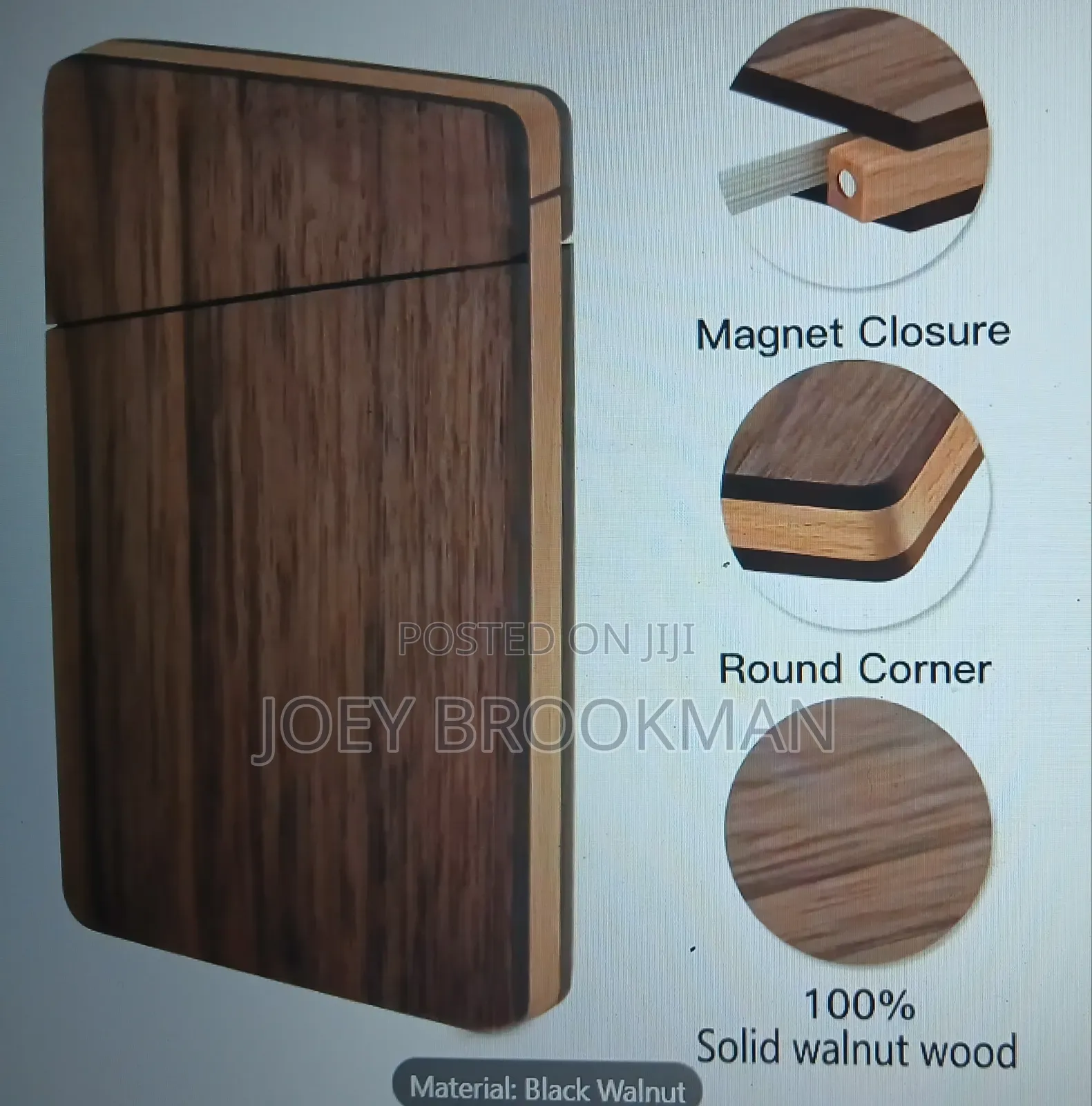 Walnut Wood Business Card Holder - Ic Closure Portable Slim Card