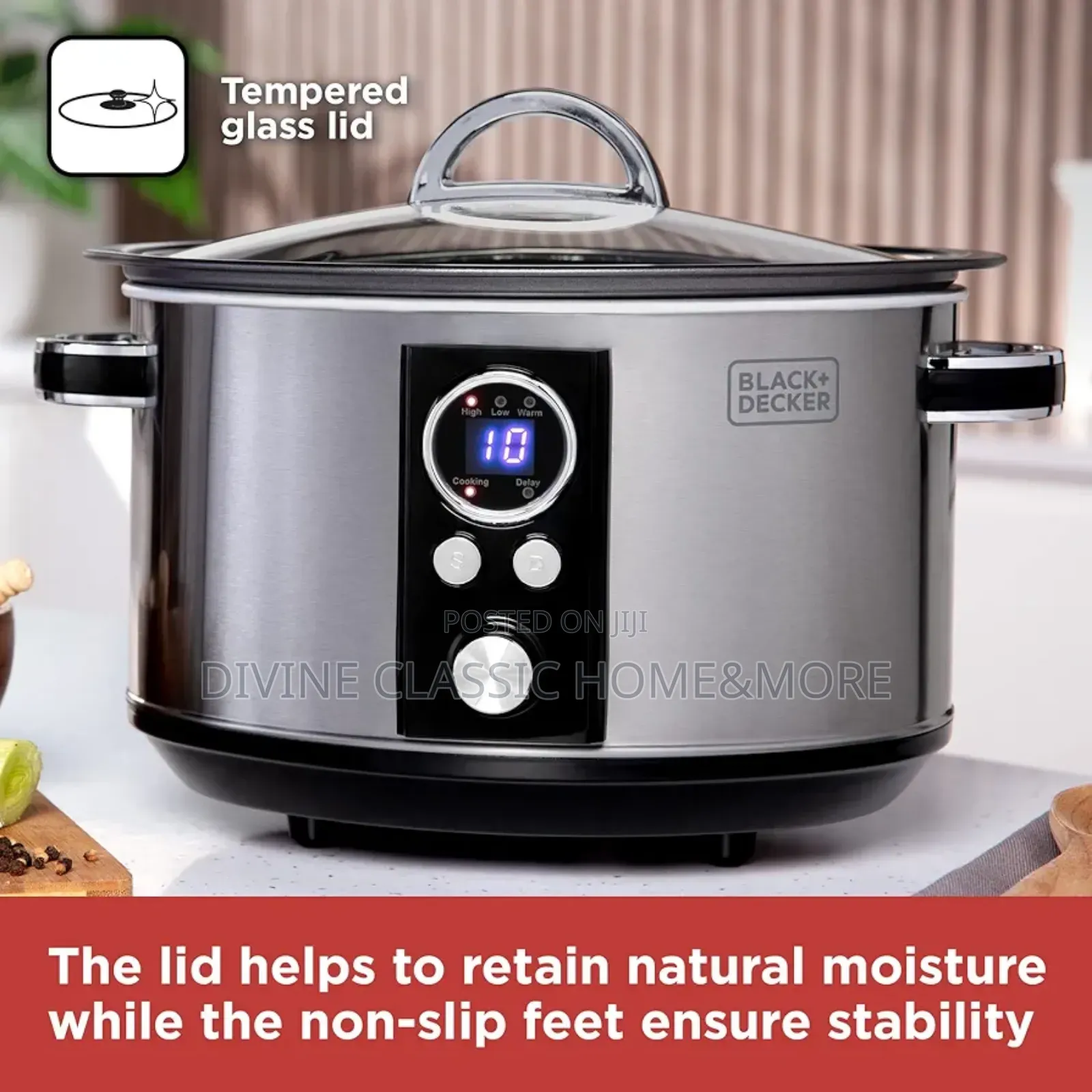 Black+Decker 6.5l Digital Sear Stew Slow Cooker, Stainless Steel