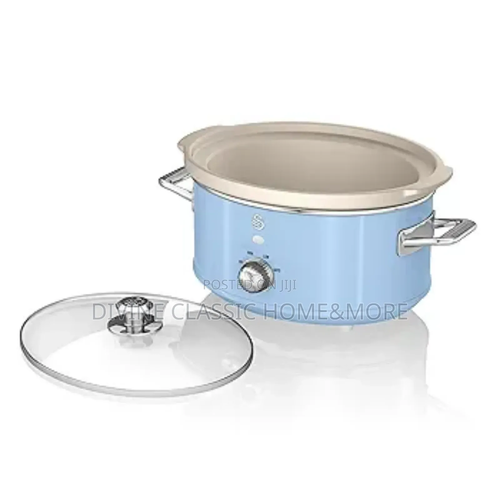 Swan Sf17021bln Retro Slow Cooker With 3.5l, 200w, Retro Blue