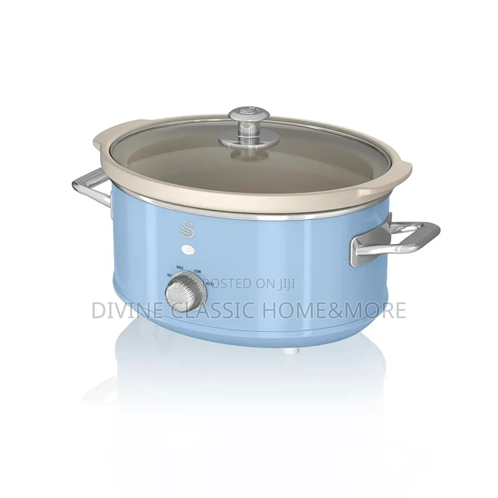 Swan Sf17021bln Retro Slow Cooker With 3.5l, 200w, Retro Blue
