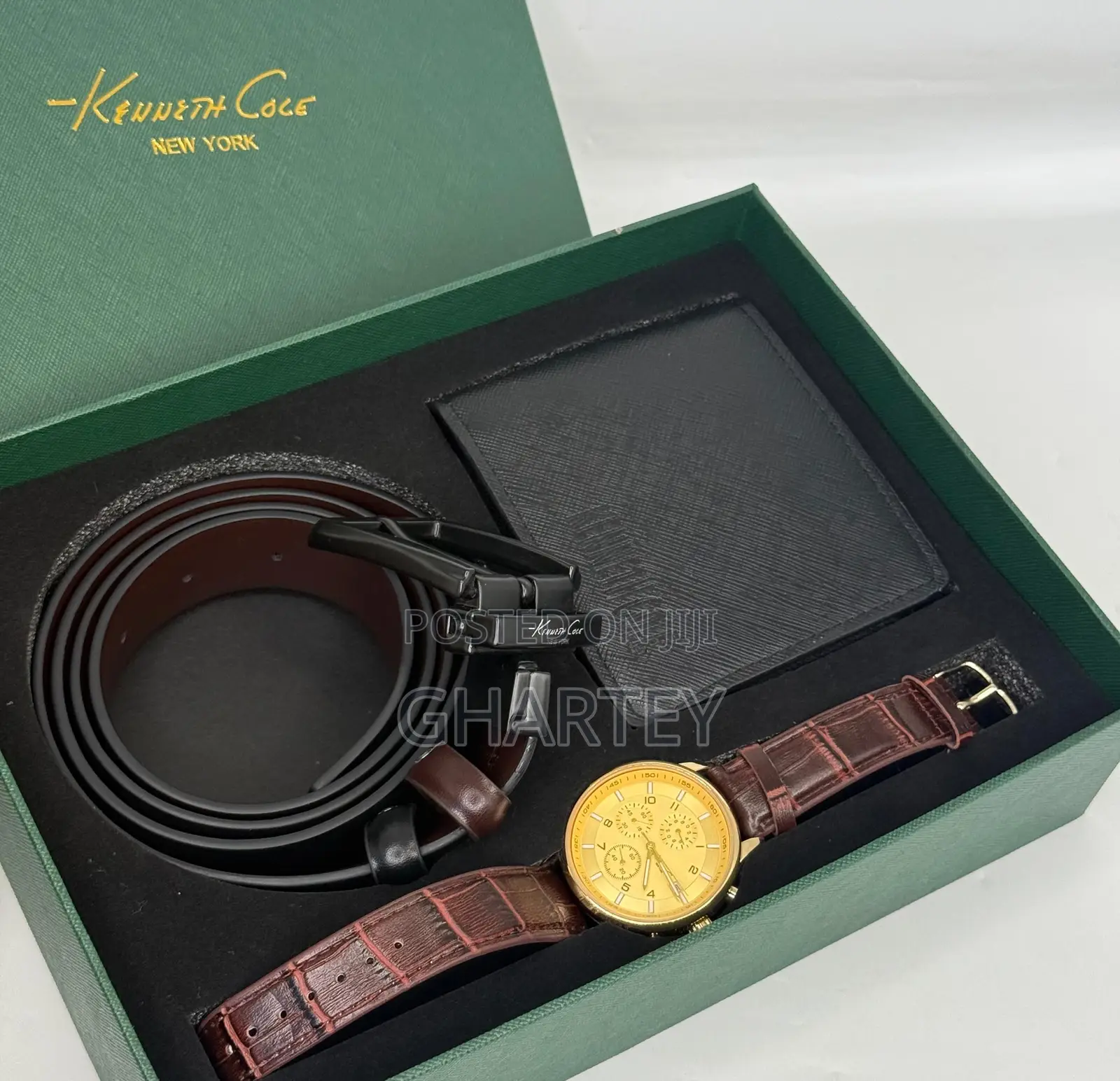Kenneth Cole Men’S Gift Set – Chronograph Watch, Leather Wallet Belt
