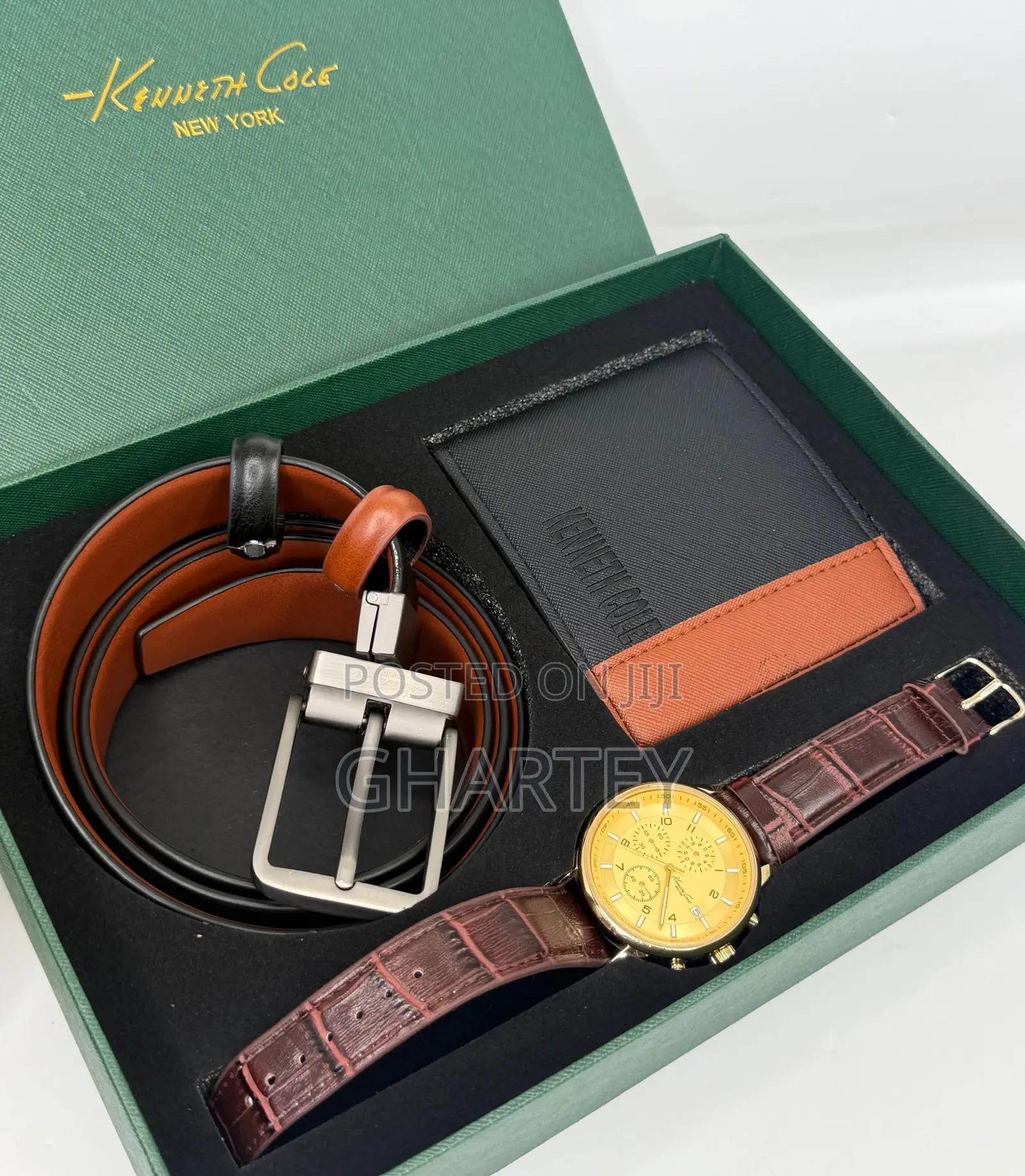 Kenneth Cole Men's Luxury Gift Set-Watch, Wallet Belt Collection