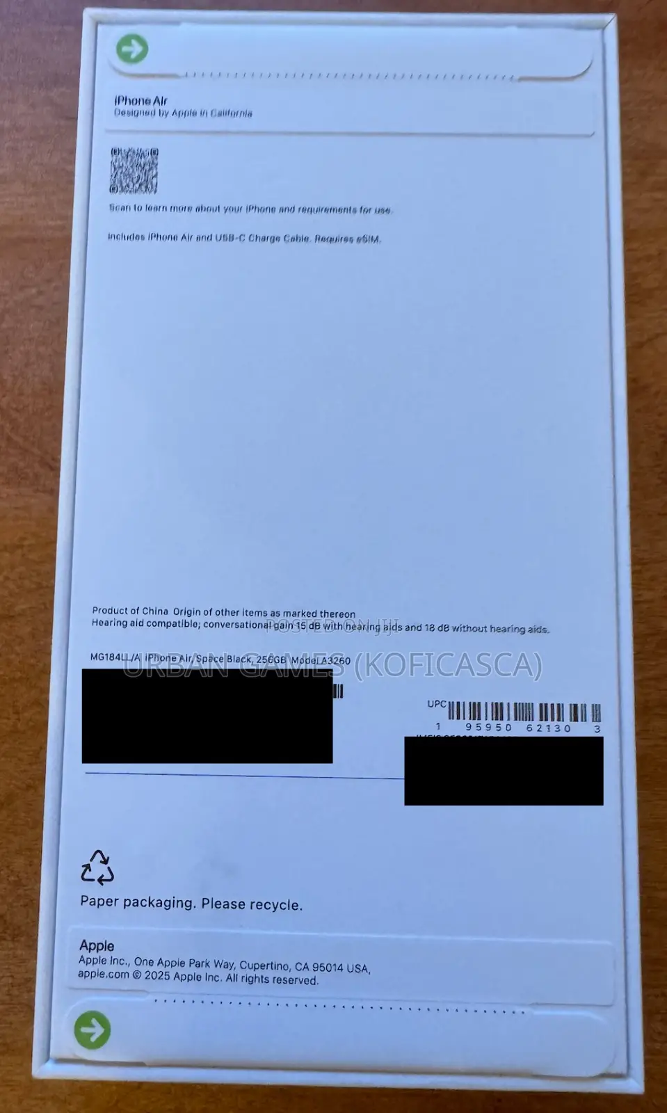 New Apple iPhone Air 256 GB Black