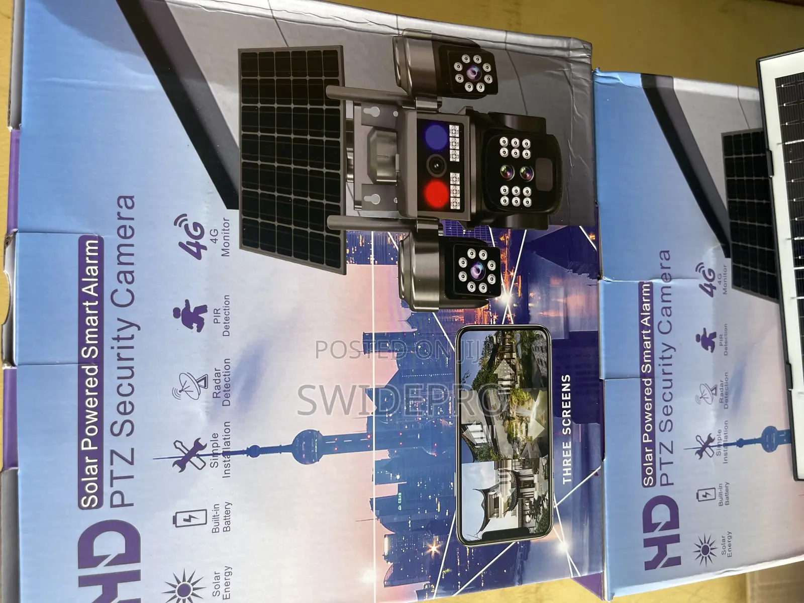 3 Lens 4g Solar Powered Smart Alarm Security PTZ CCTV Camera