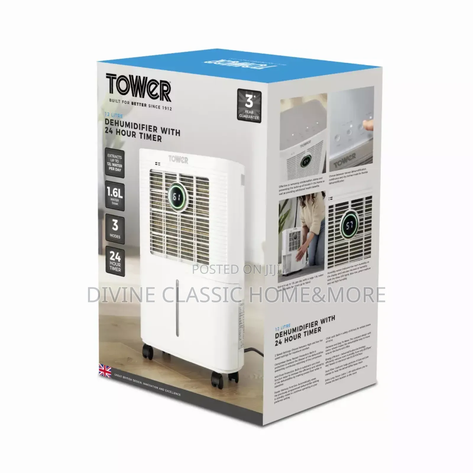 Tower 12litre Dehumidifier With 24-Hour Timer