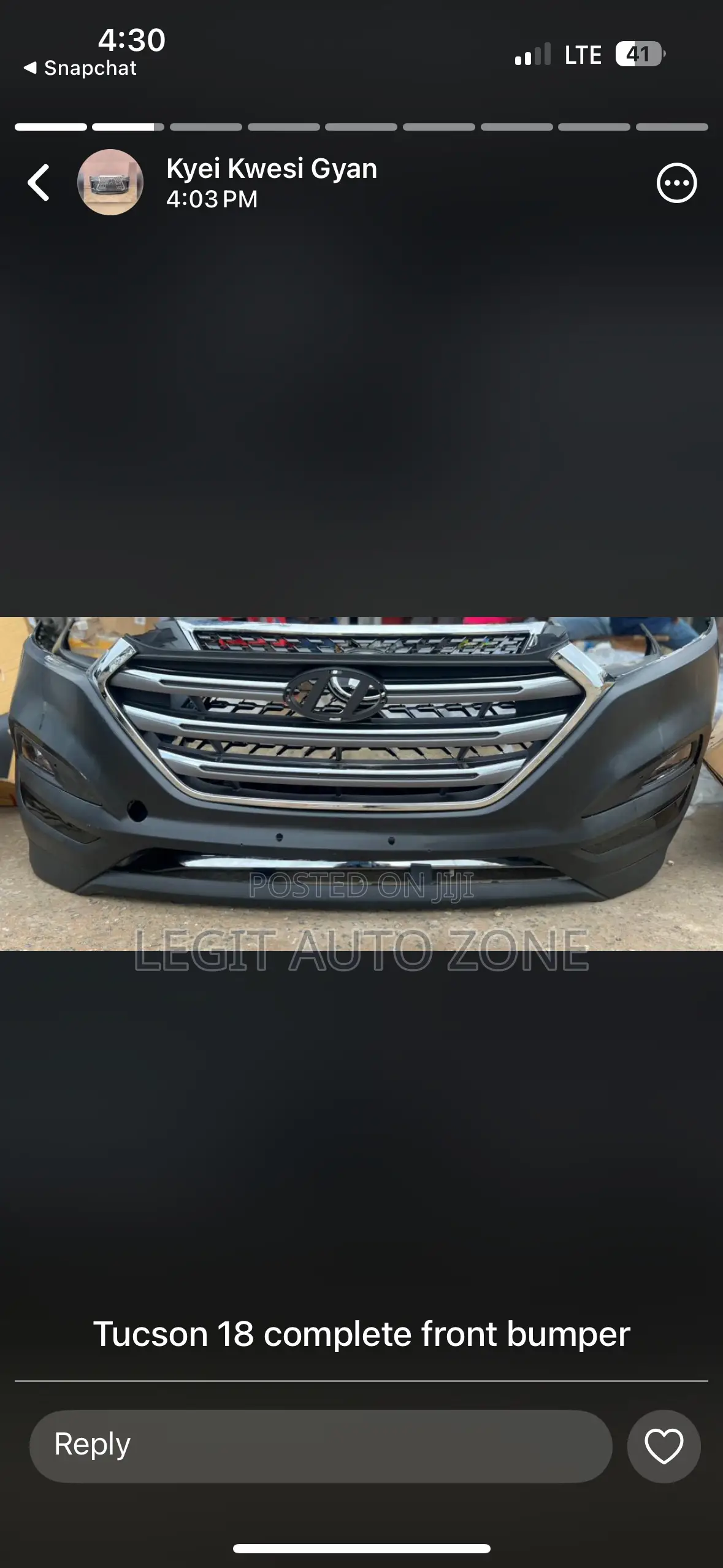 Hyundai Tucson 2016,2017,2018 Front Bumper Complete