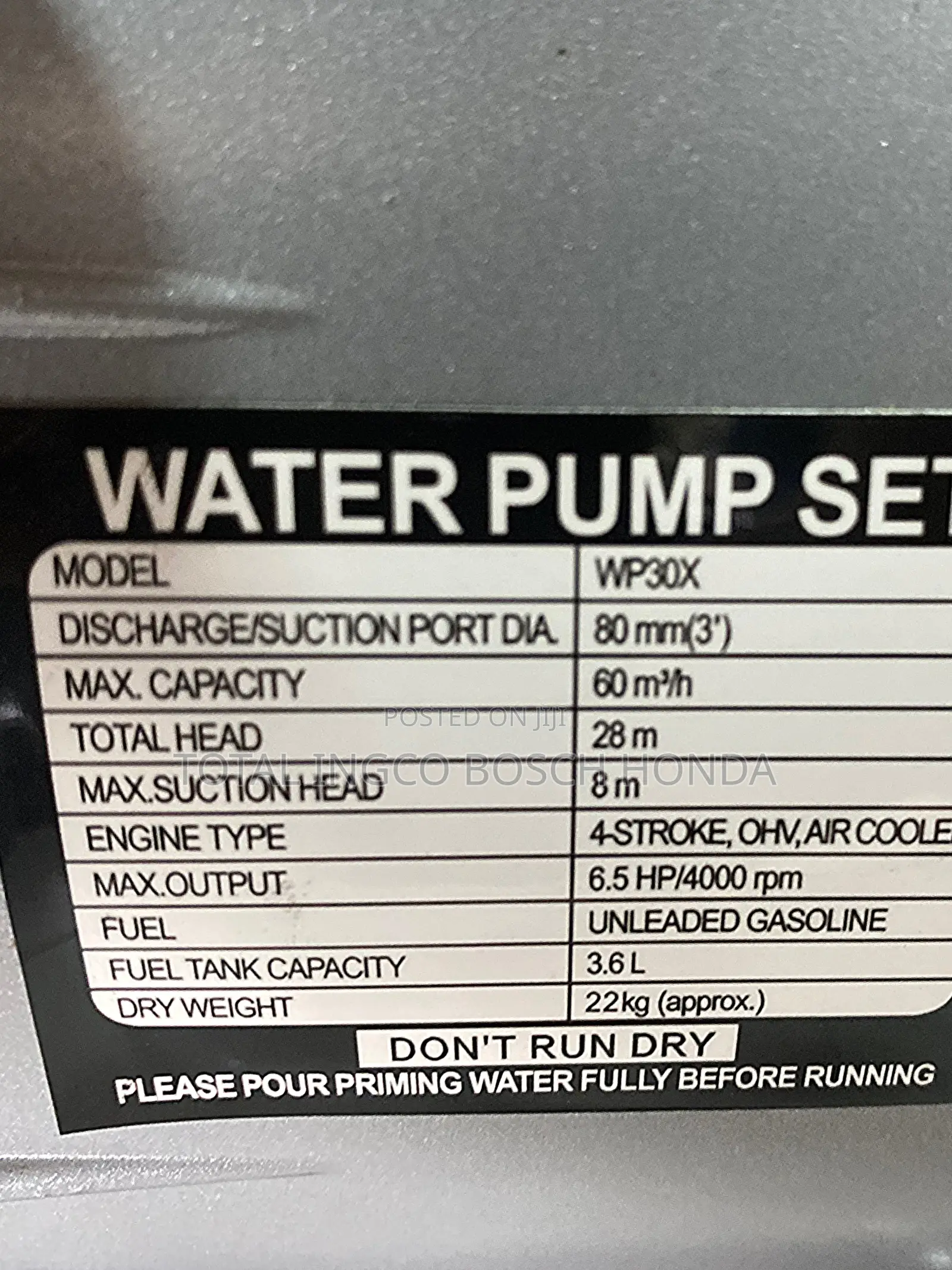 Water Pump With 5yards Inlet (Honda Gasoline Engine)High Performance