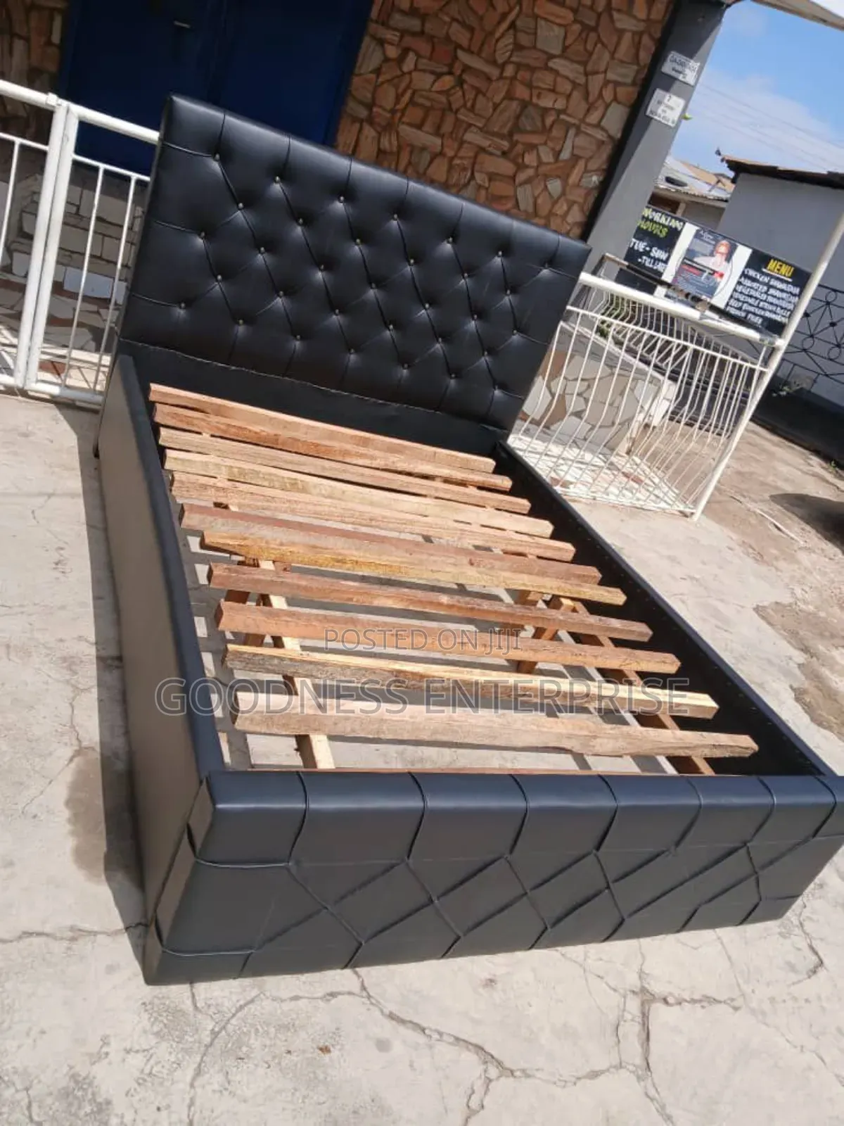 Black Double Leather Bed Frame