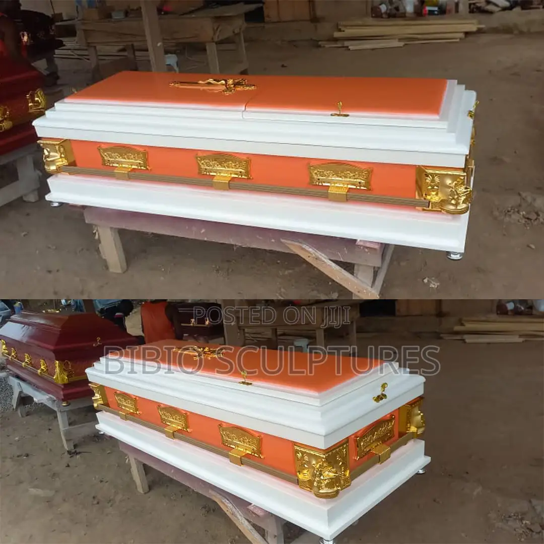 High Quality White and Orange Designer Casket