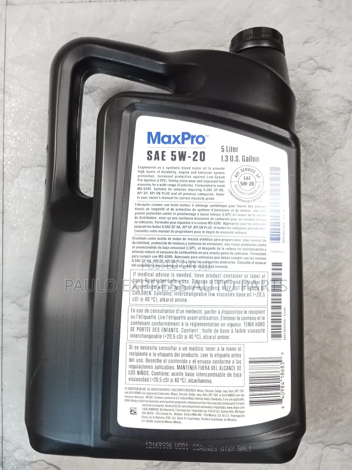 Mopar Maxpro Sae 5w-20 Synthetic Blend Engine Oil