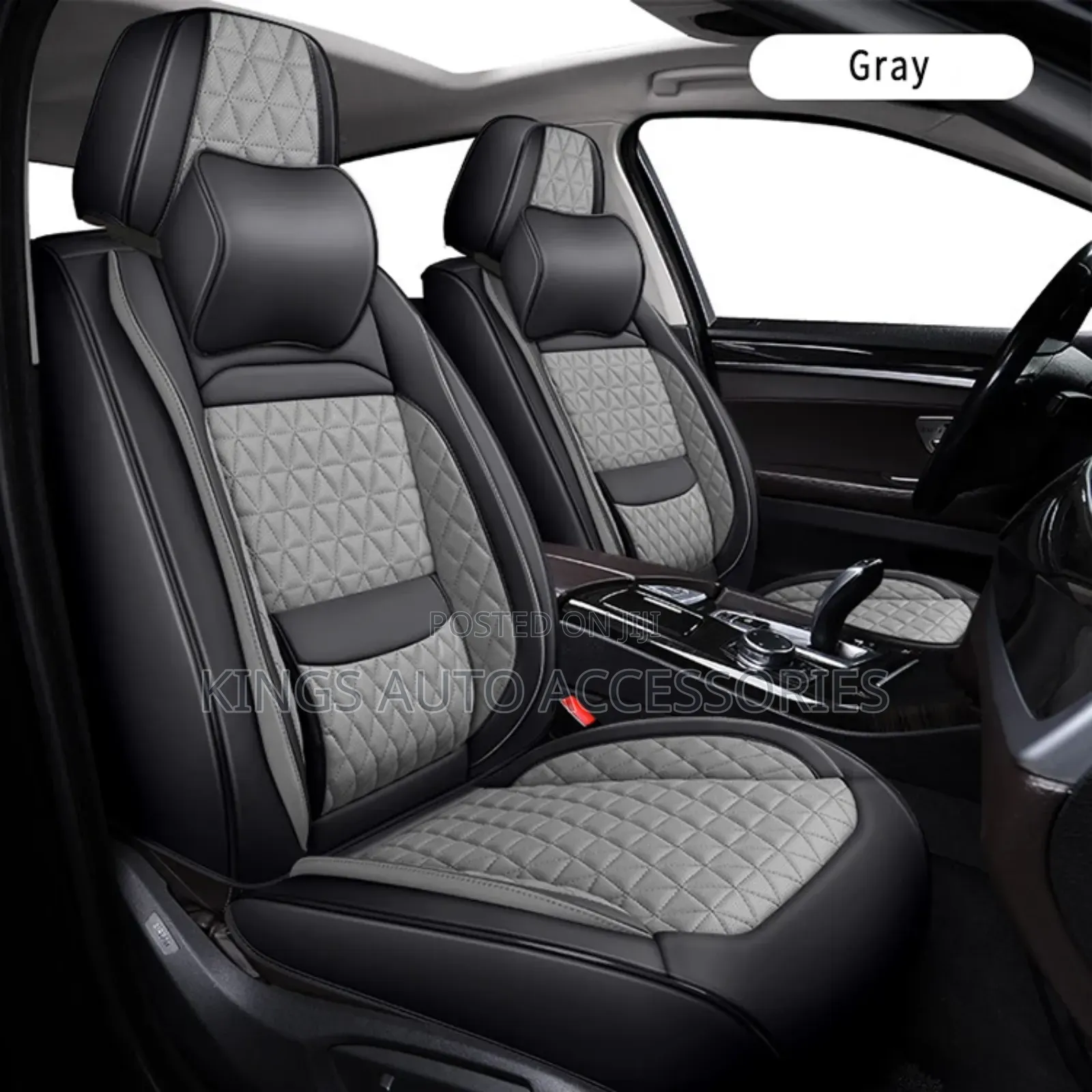 Gray and Black Foreign Leather Car Seat Cushion