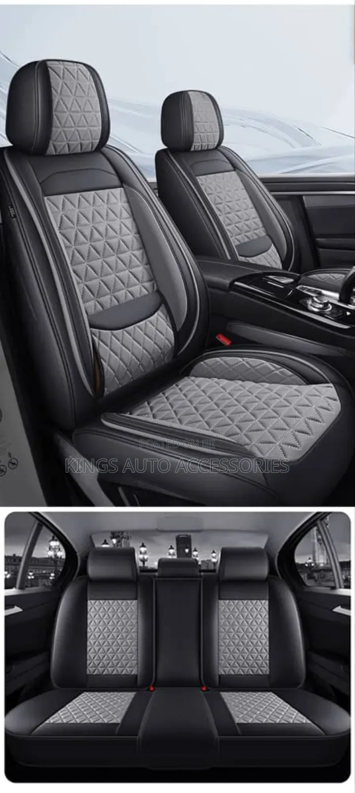 Gray and Black Foreign Leather Car Seat Cushion