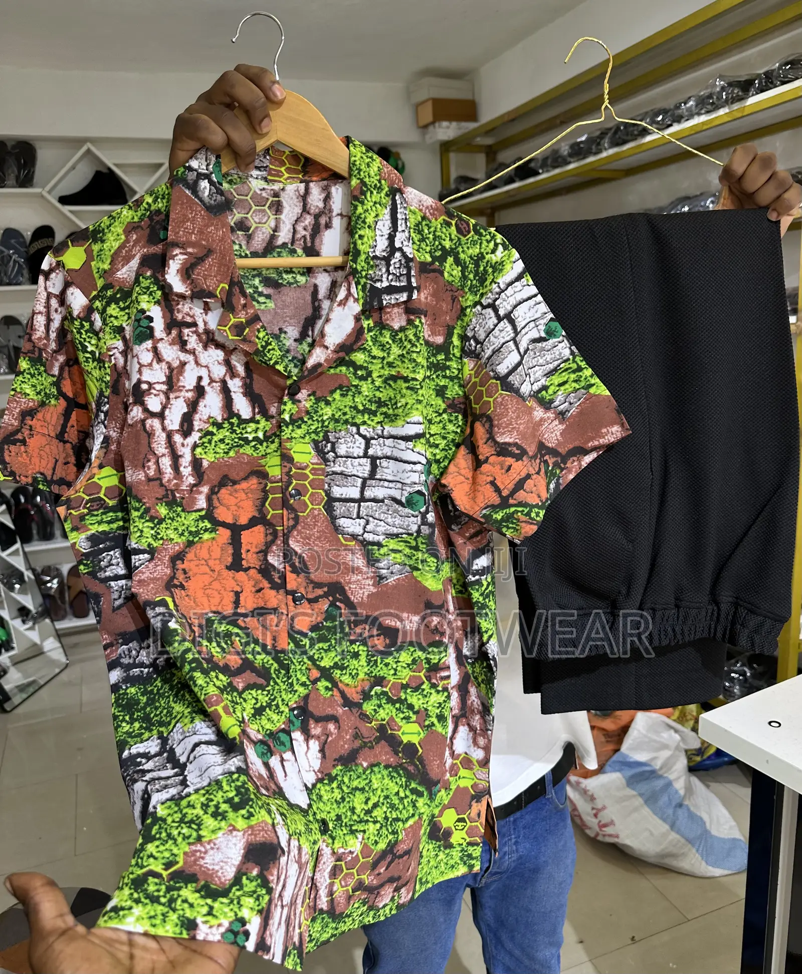 Green and Brown Multicolored Two Piece Wear