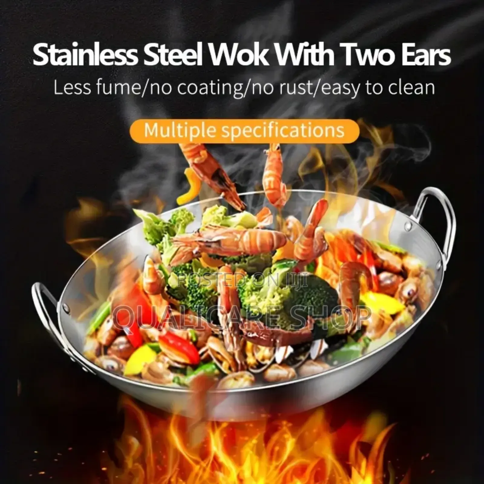 Stainless Steel 38cm Non Stick Wok