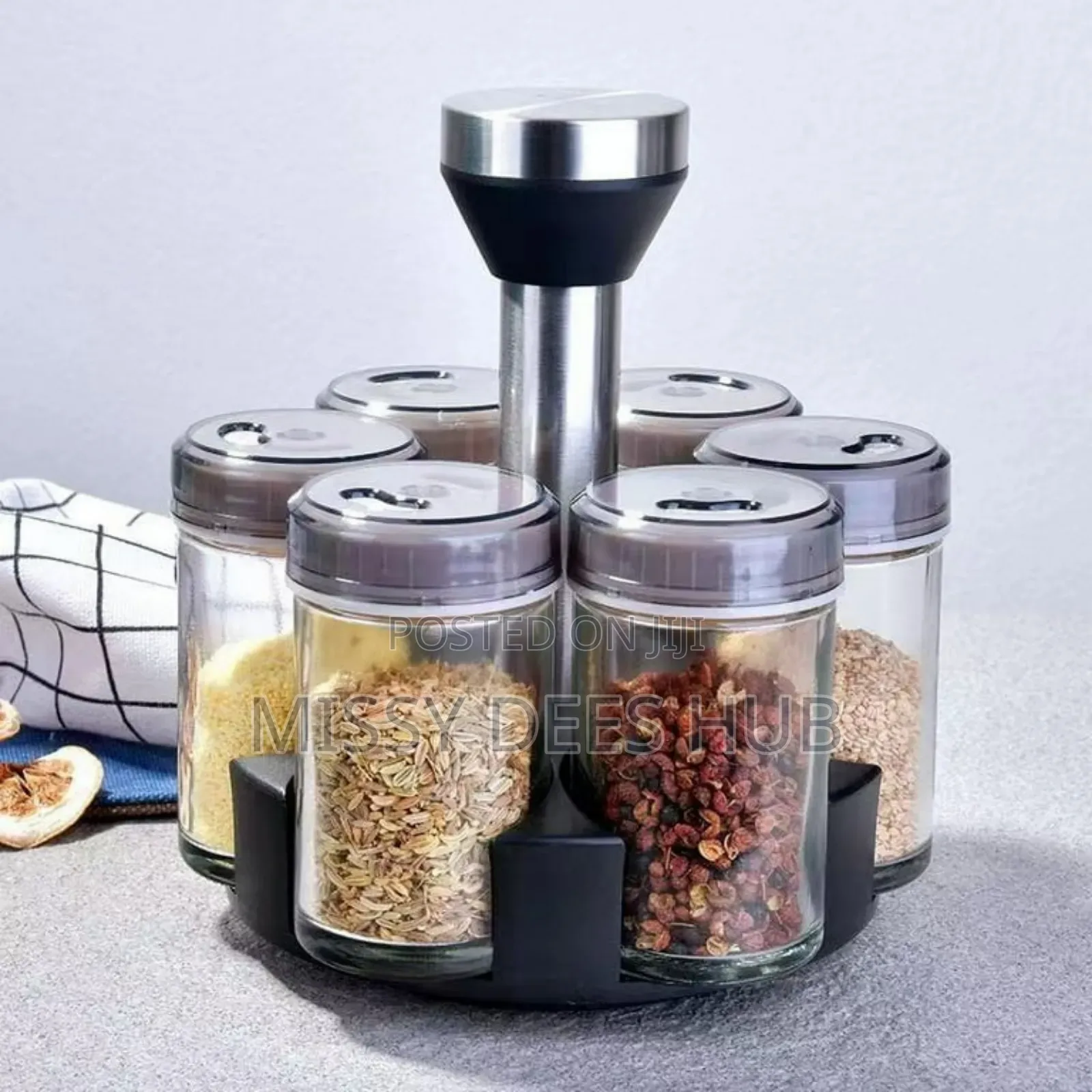 6 Jars Rotating Spice Rack