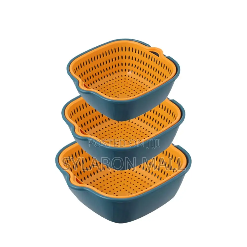 Double-Layer Drain Basket Bowl Set – 6 Pieces