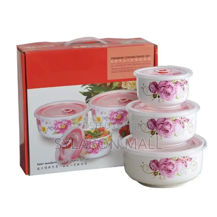 Little Daisy Ceramic Bowl Set With Lid