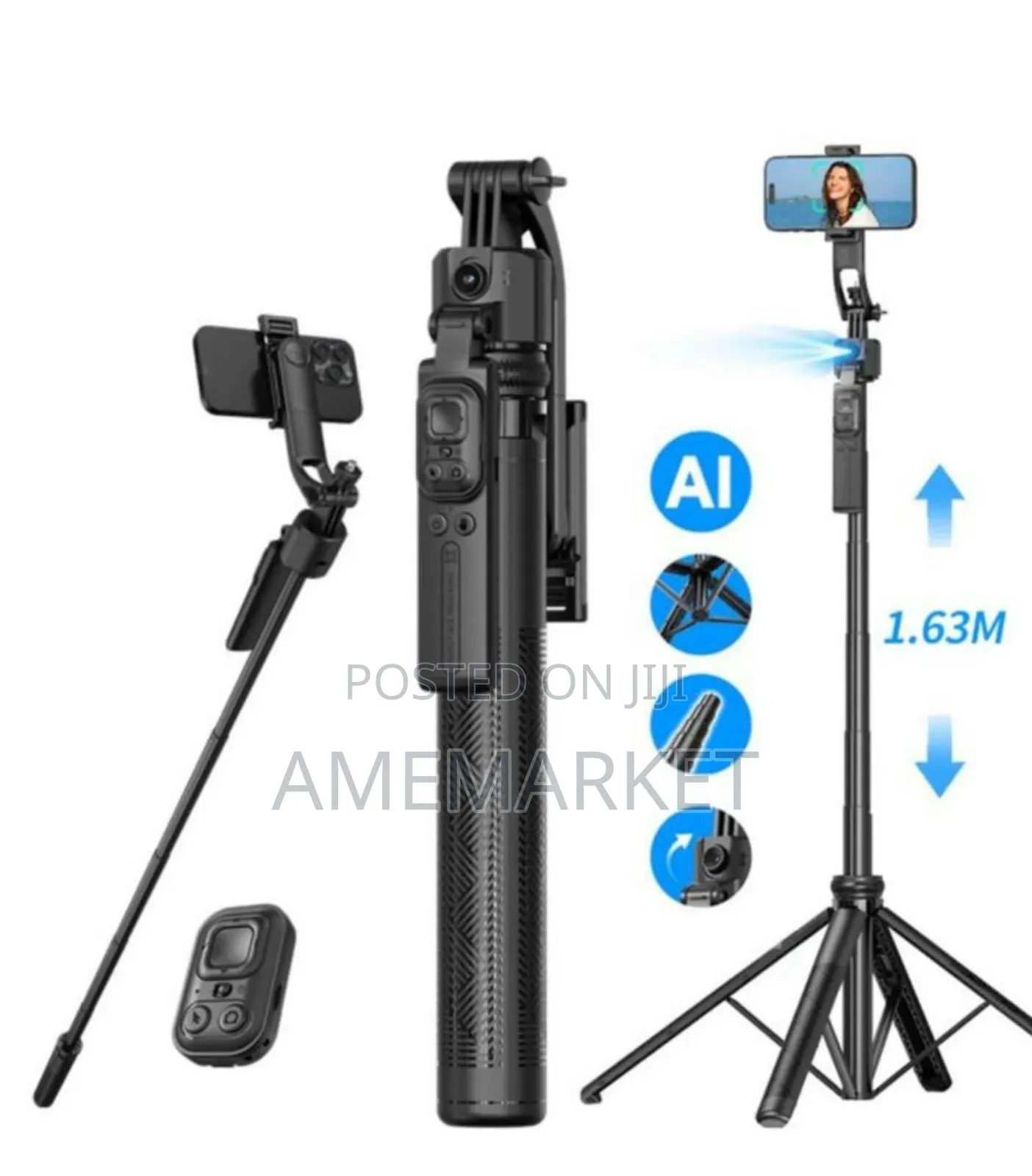 C17 Ai Face Tracking Gimbal Video Recording Selfie Stick With Light