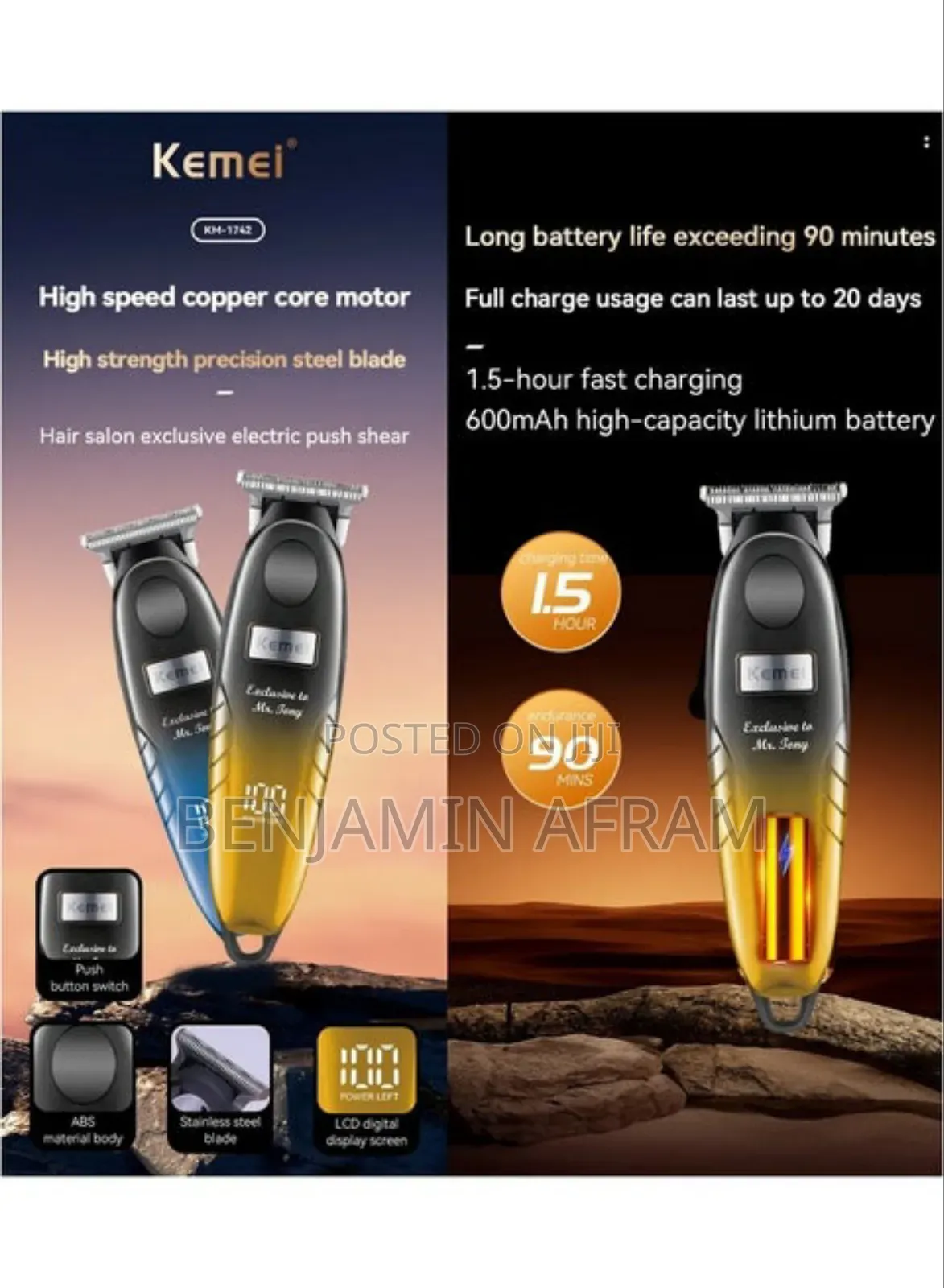 Exclusive Cordless Hair Trimmer Km-1742