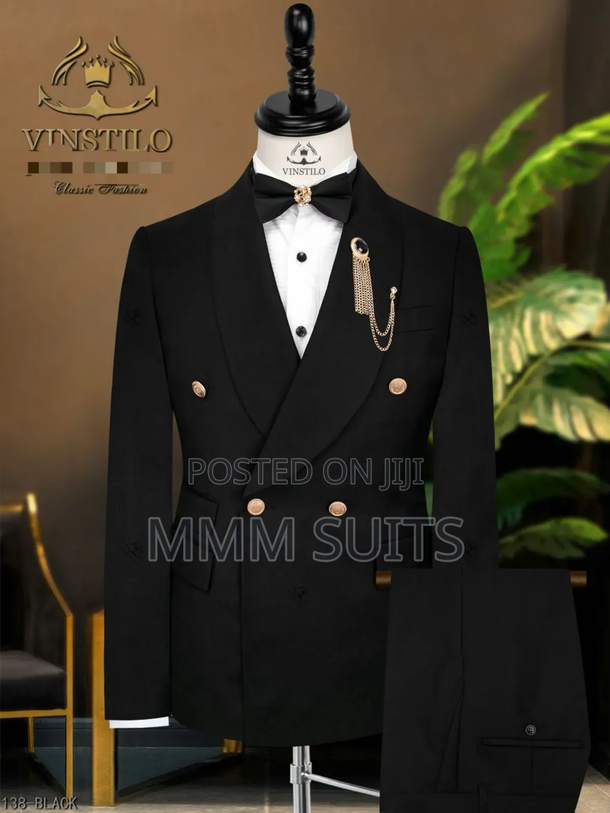 Quality Vinstillo Turkey Black 2-piece Double-breasted Men Suit