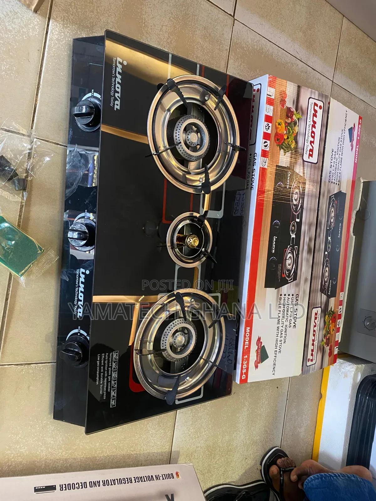 Innova Automatic Ignition 3 In Igas Stove With Top Glass