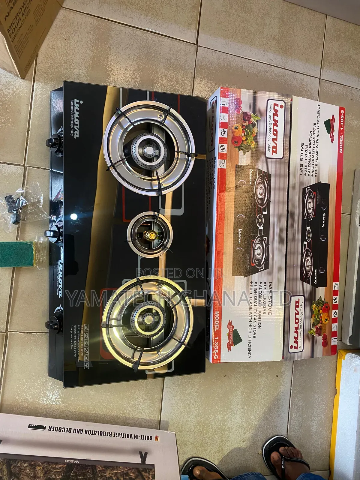 Innova Automatic Ignition 3 In Igas Stove With Top Glass