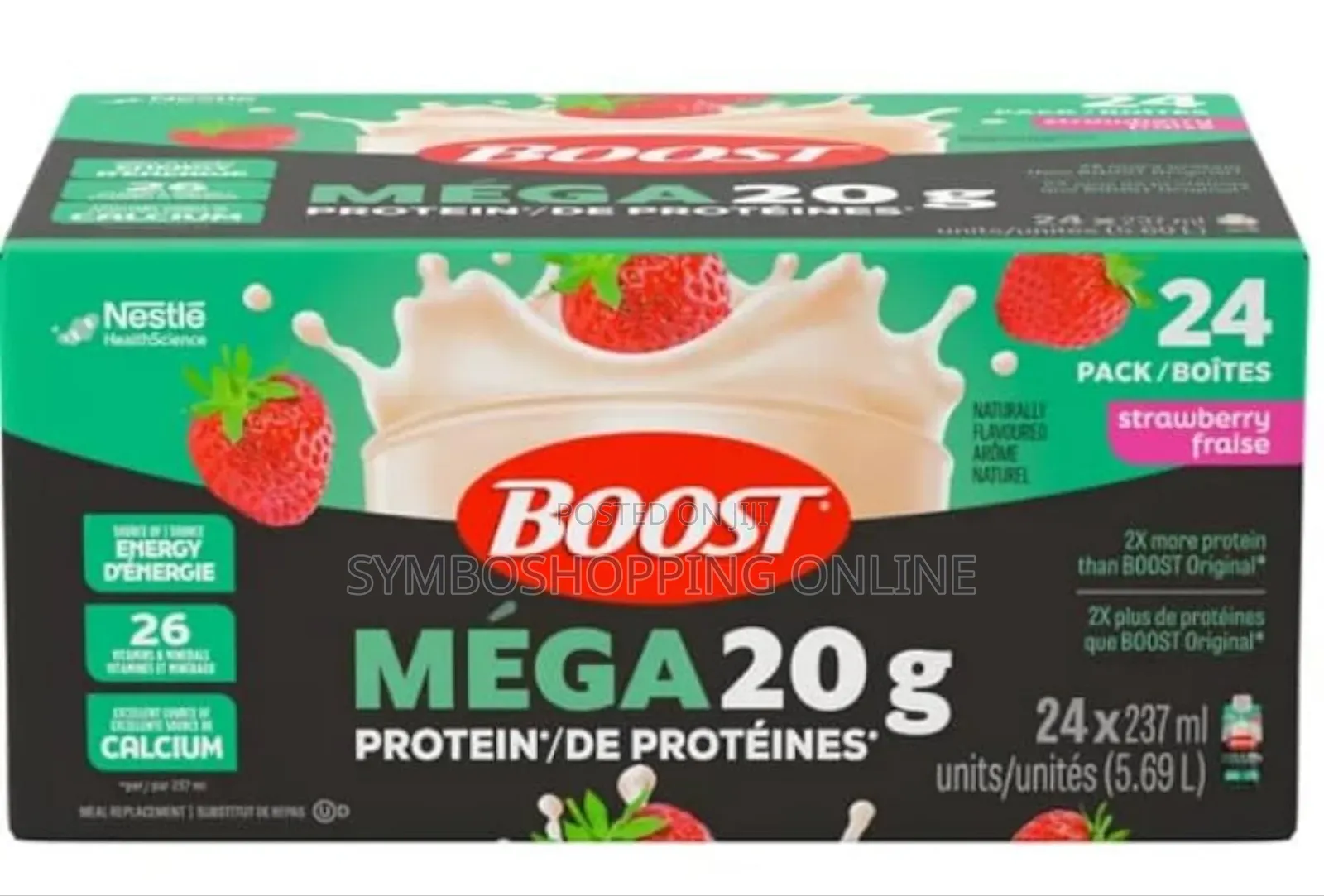 Boost Mega Meal Replacement, Strawberry, 24 X 237 Ml