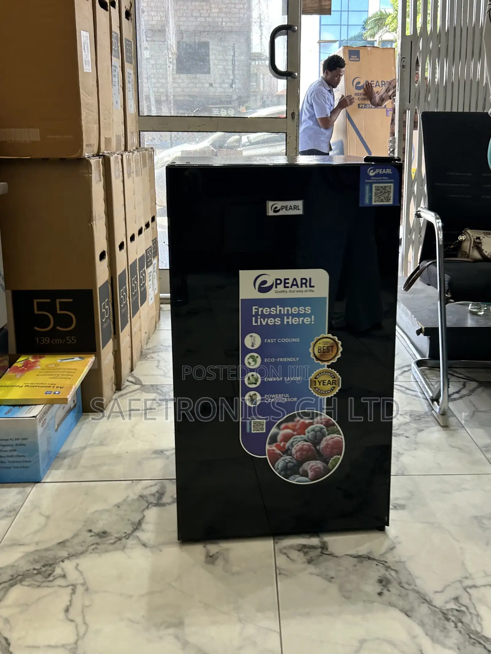< Black Top Mount Pearl 1 Door Pf-09bg-5e 91l Black Electric Fridge